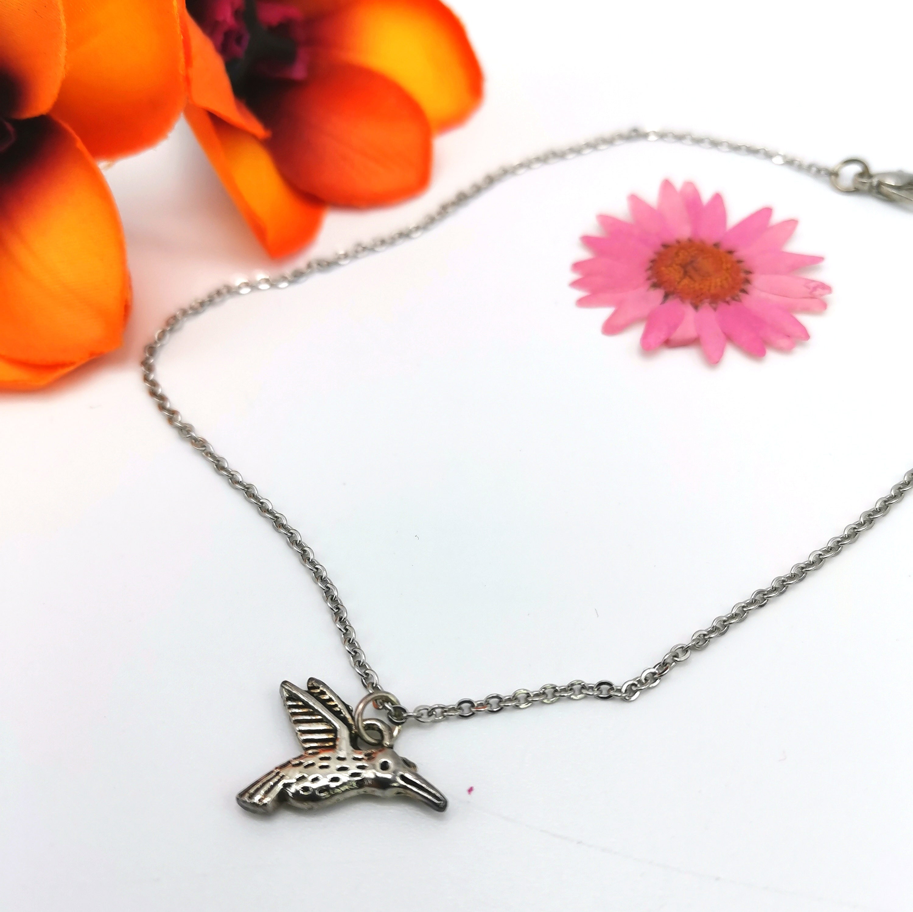 Heartful Hummingbird Anklet - Silver Sunbird Anklets