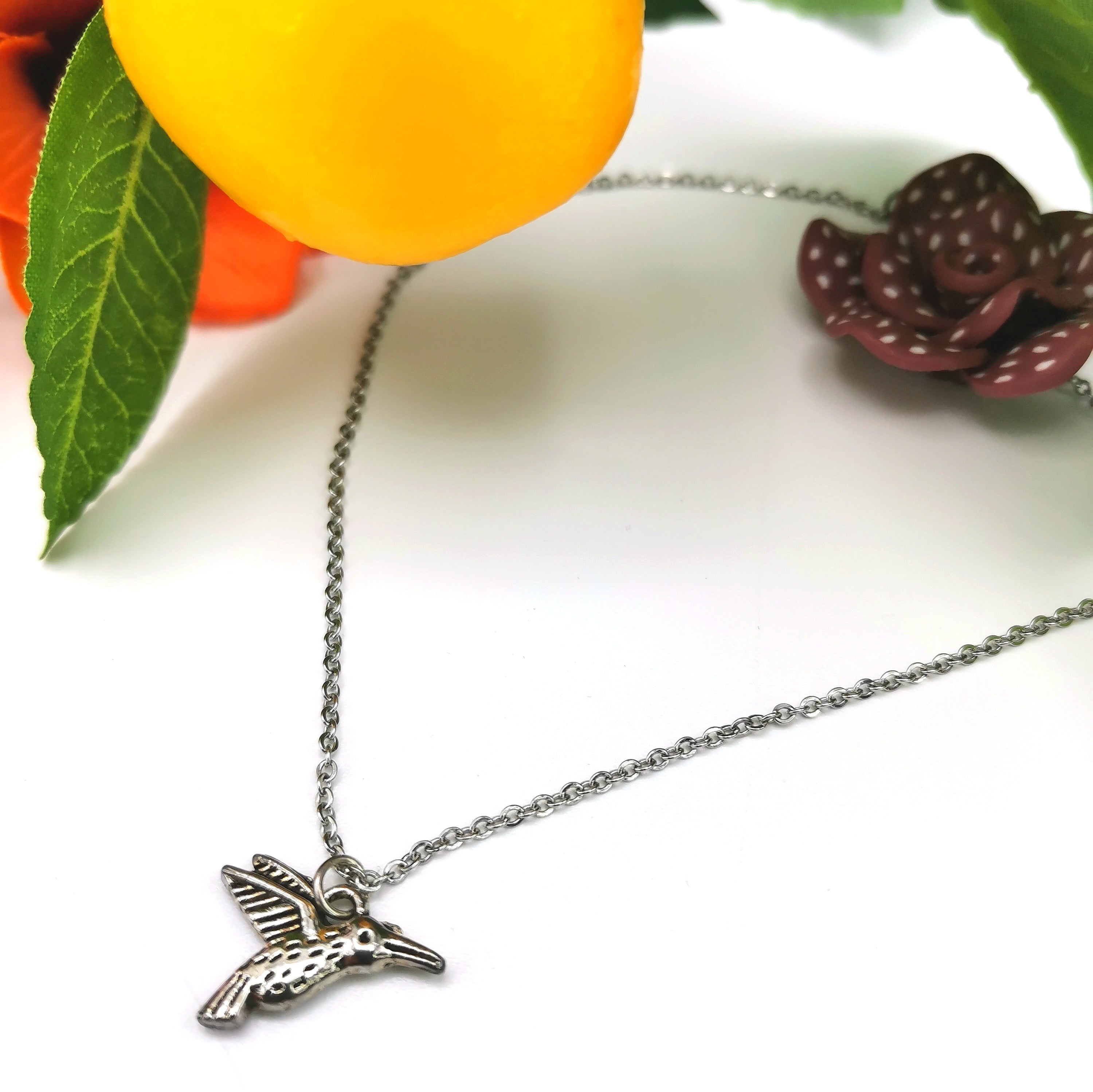 Heartful Hummingbird Anklet - Silver Sunbird Medium Anklets