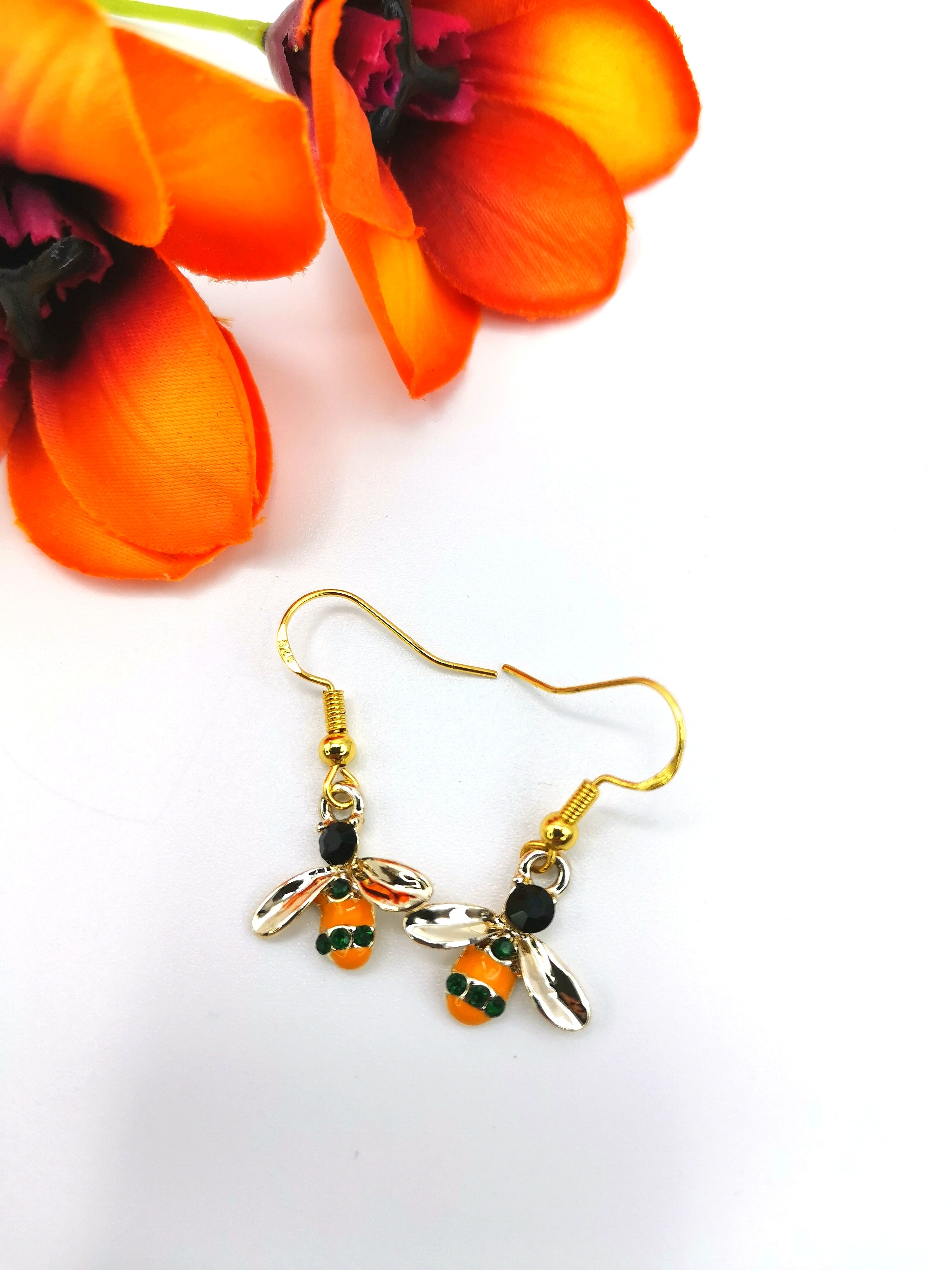 Bee Happy Bee Earrings - Silver Sunbird animal earrings