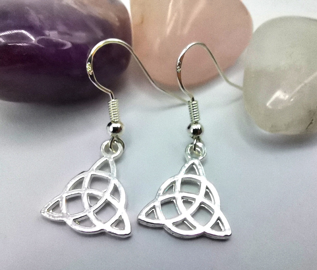 Folky Triquetra Earrings - Silver Sunbird Bohemian Earrings