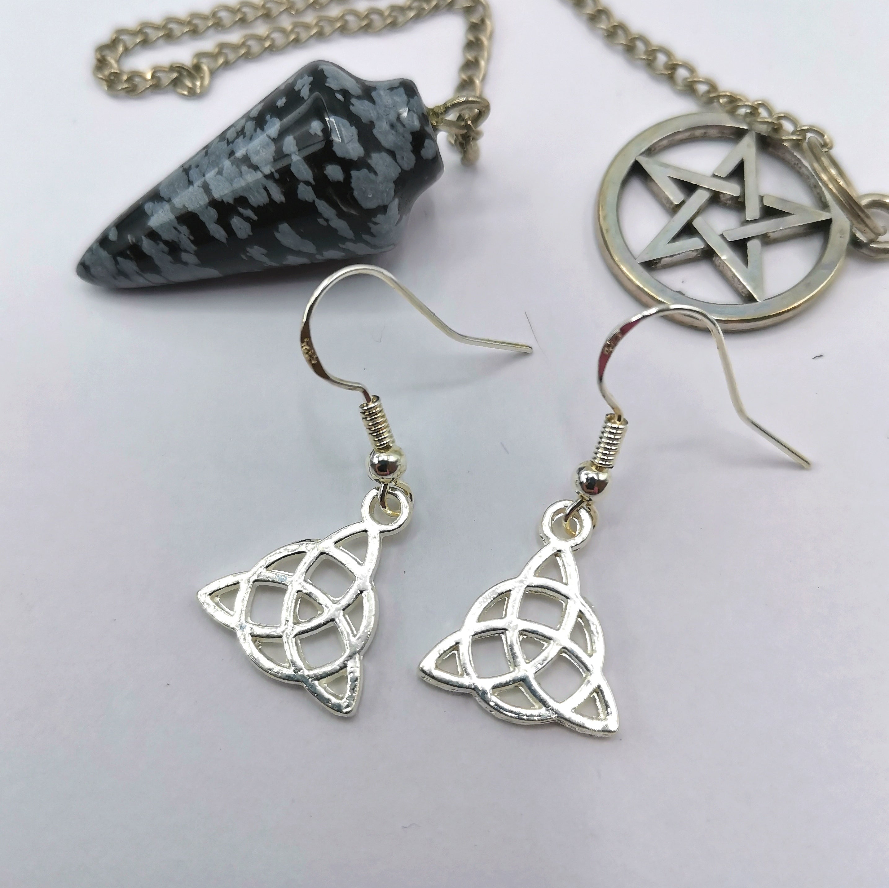 Folky Triquetra Earrings - Silver Sunbird Bohemian Earrings
