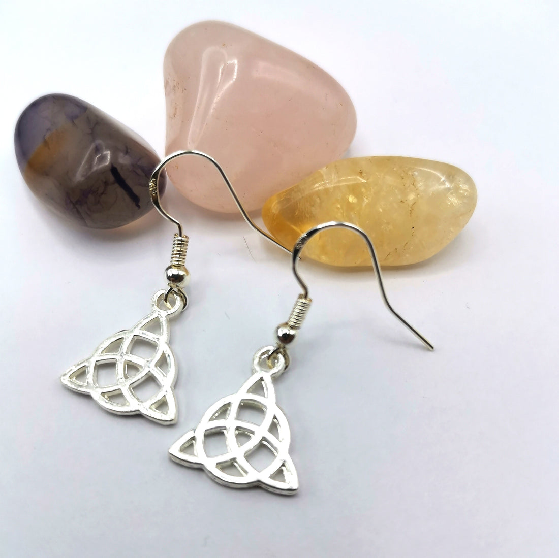 Folky Triquetra Earrings - Silver Sunbird Bohemian Earrings