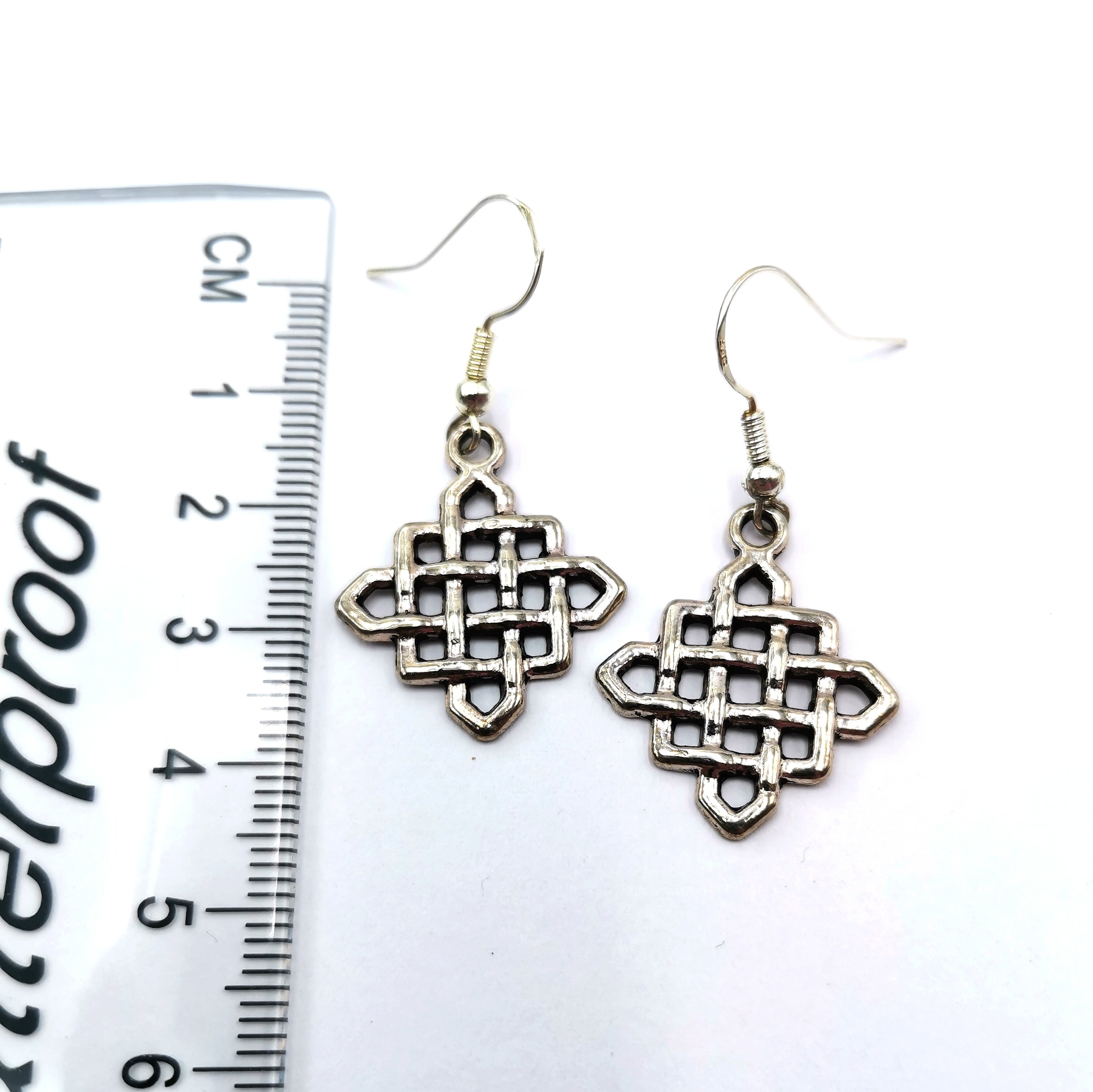 Celebrated Celtic Square Earrings - Silver Sunbird Bohemian Earrings