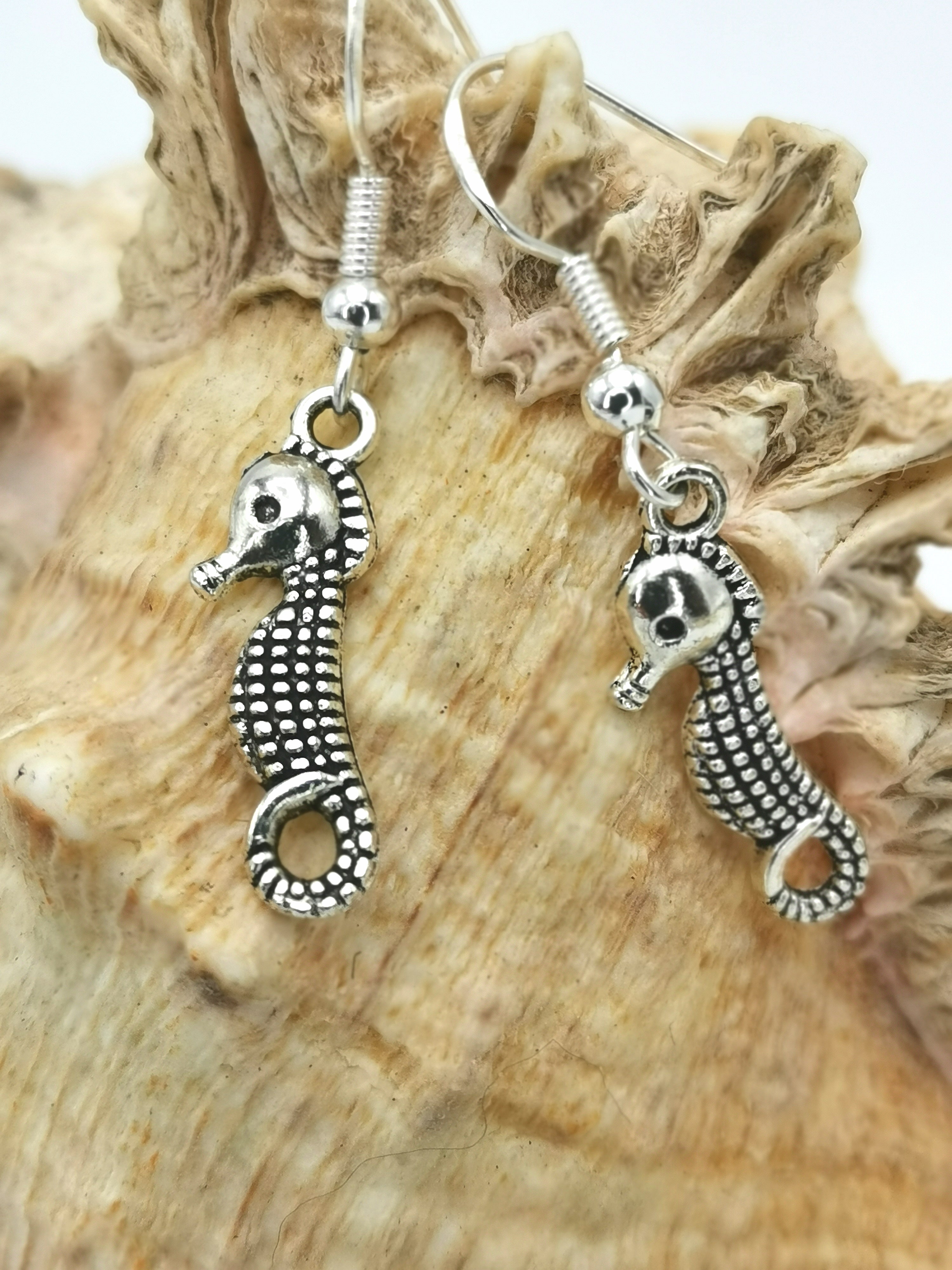 Spirited Seahorse Earrings - Silver Sunbird Under the Sea
