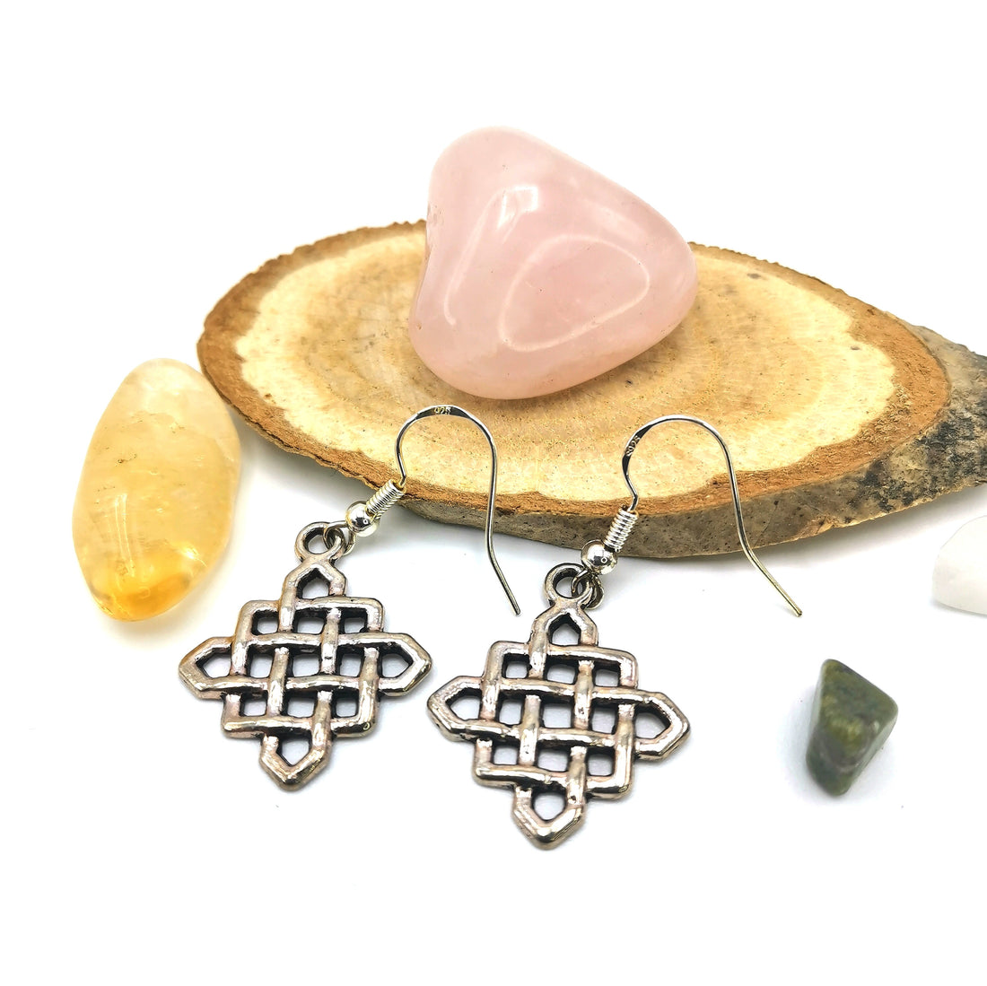 Celebrated Celtic Square Earrings - Silver Sunbird Bohemian Earrings