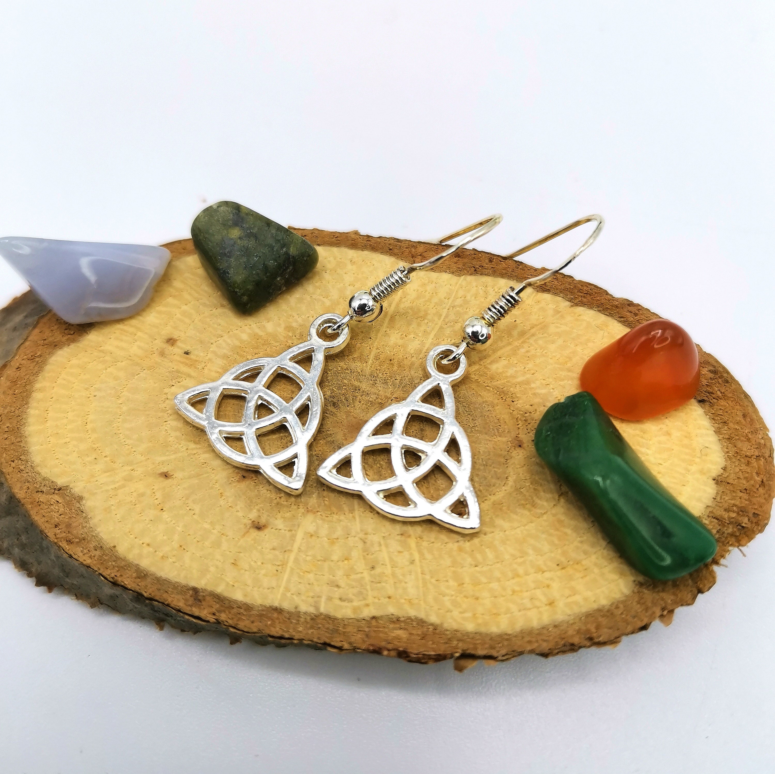Folky Triquetra Earrings - Silver Sunbird Bohemian Earrings