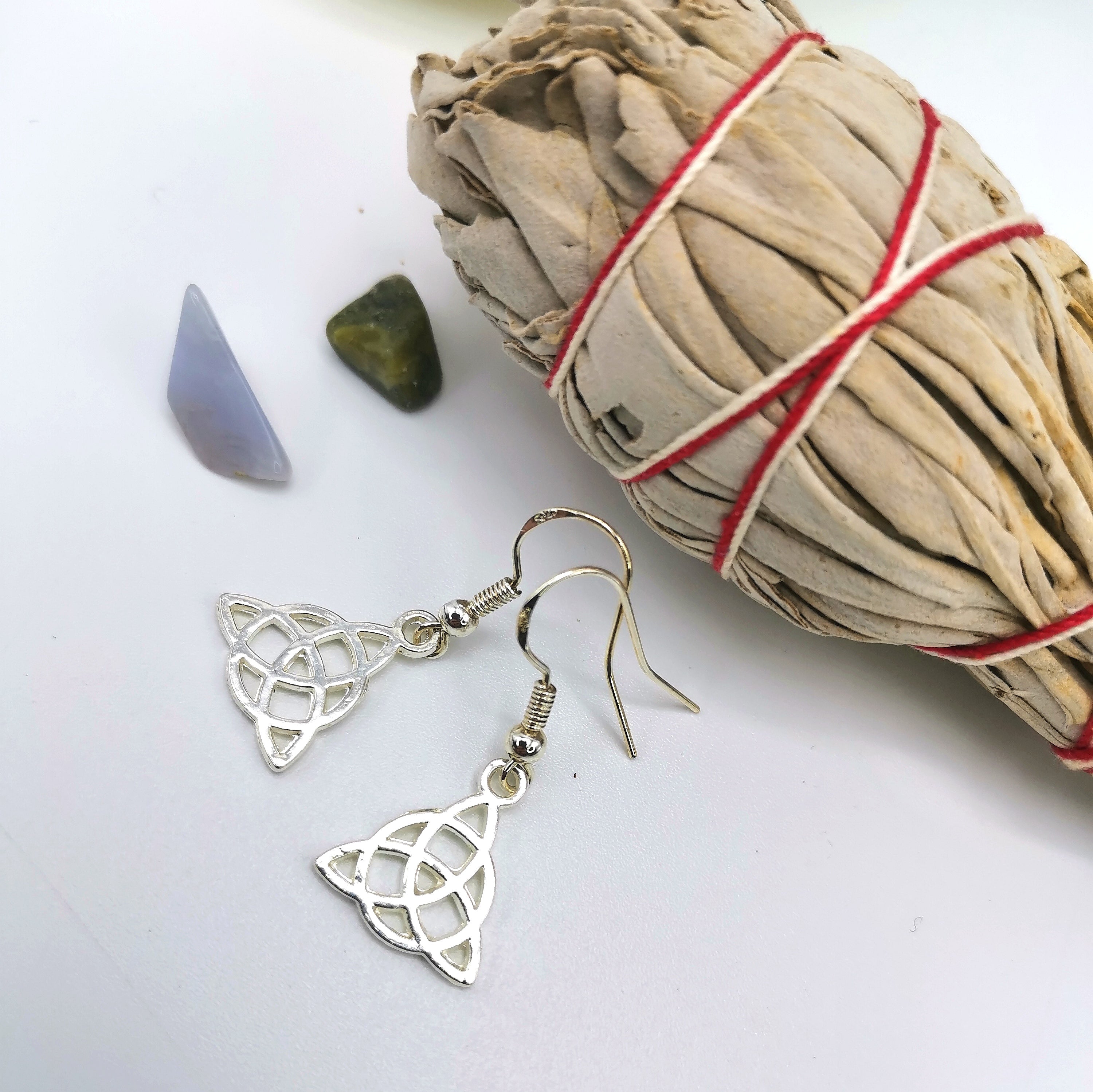 Folky Triquetra Earrings - Silver Sunbird Bohemian Earrings