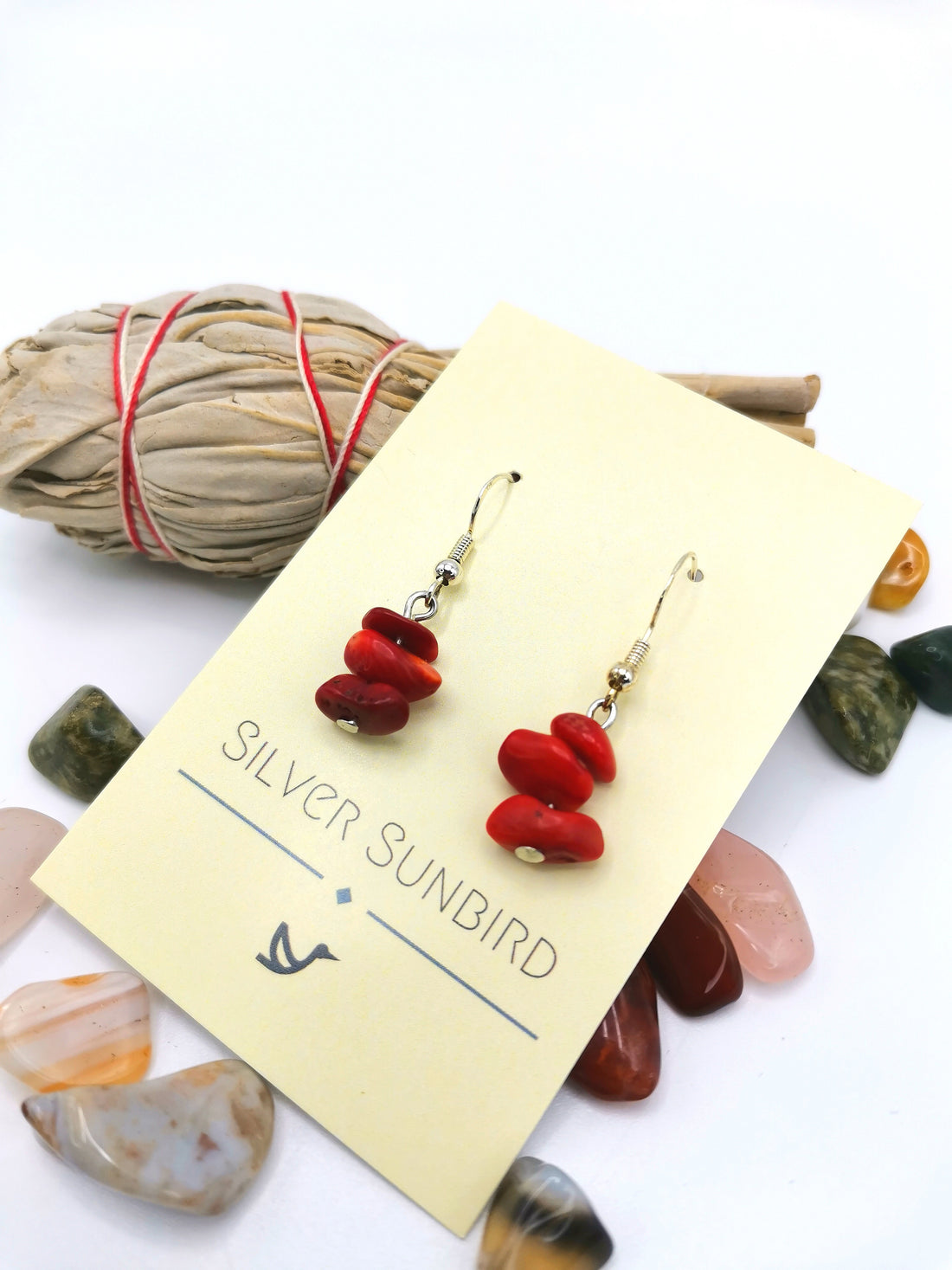 Regenerating Red Earrings - Silver Sunbird Gemstones