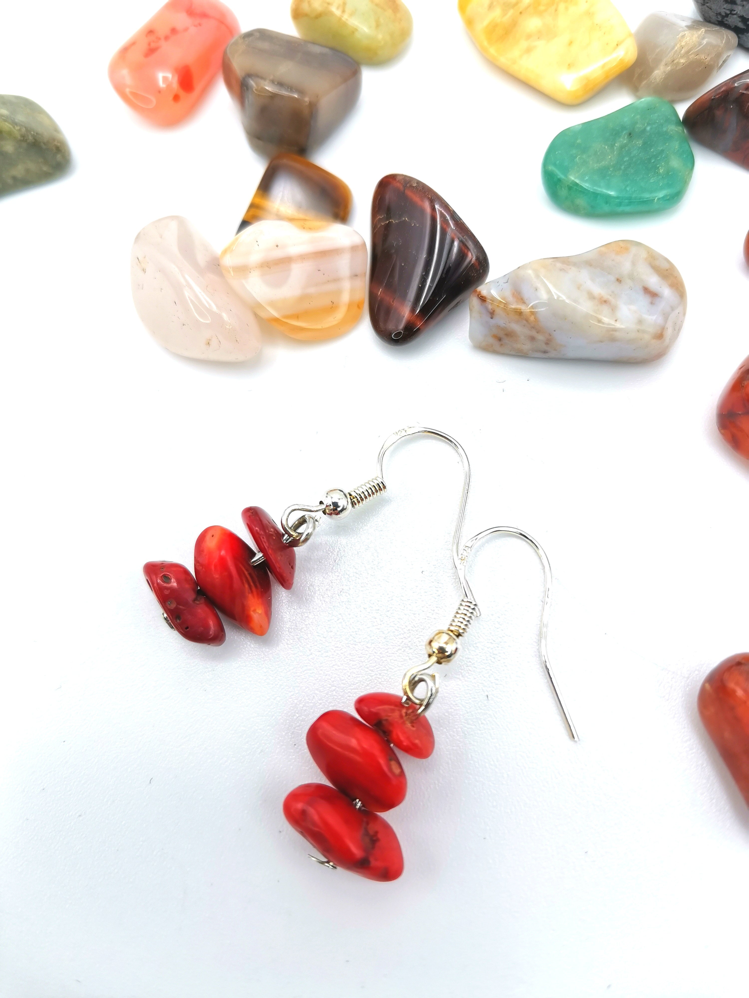 Regenerating Red Earrings - Silver Sunbird Gemstones