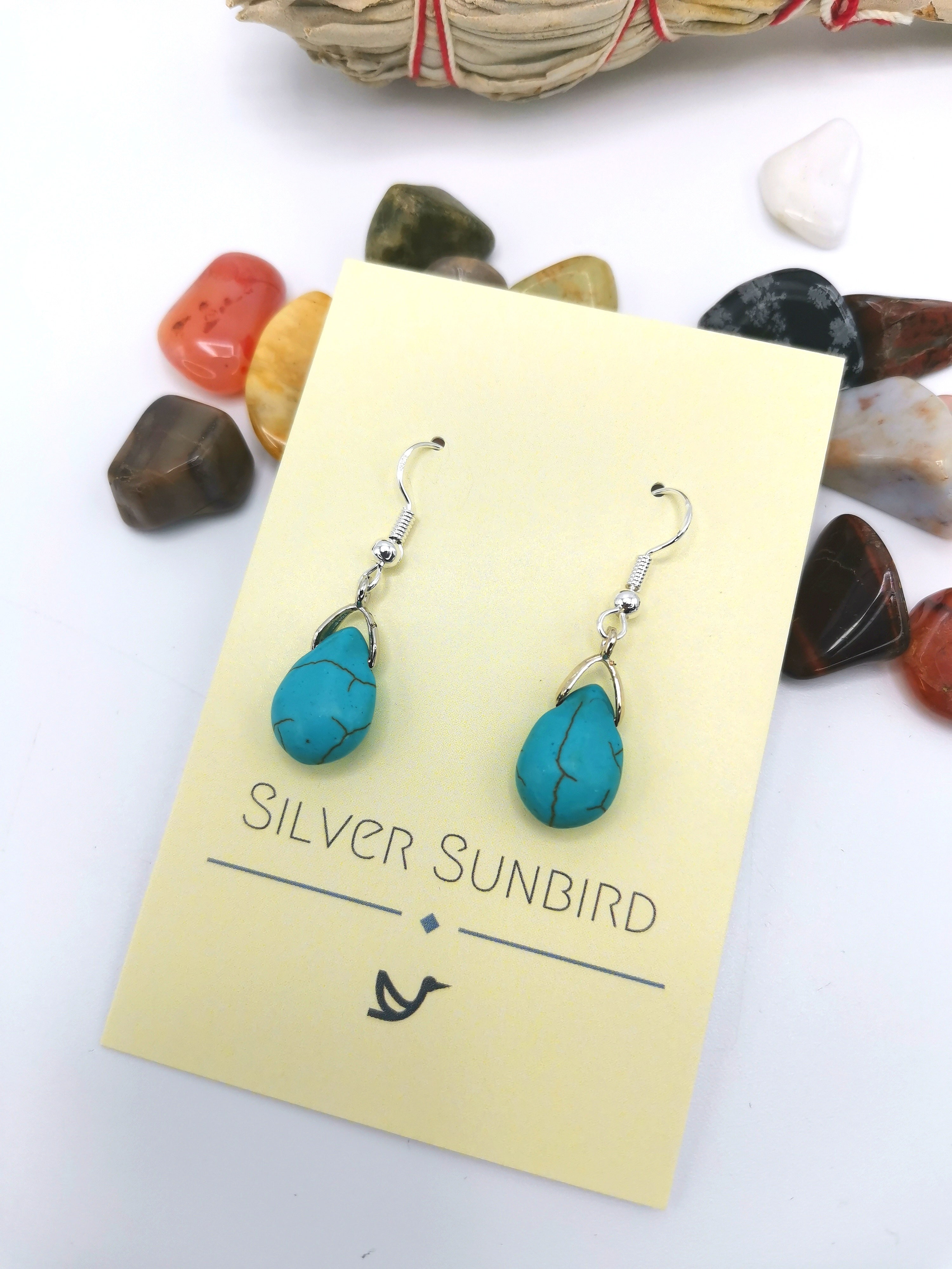 Therapeutic Turquoise Earrings - Silver Sunbird Gemstones
