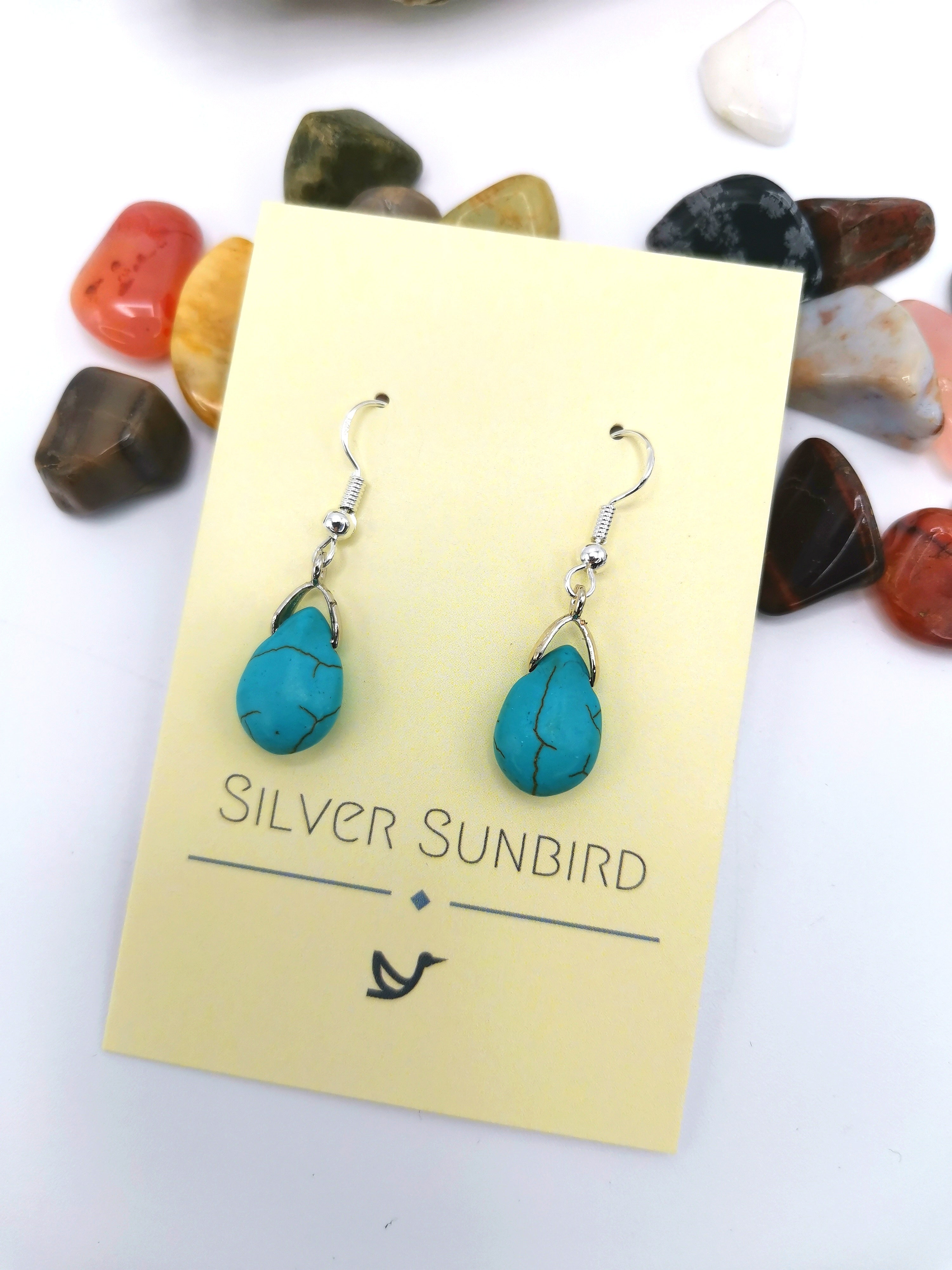 Therapeutic Turquoise Earrings - Silver Sunbird Gemstones