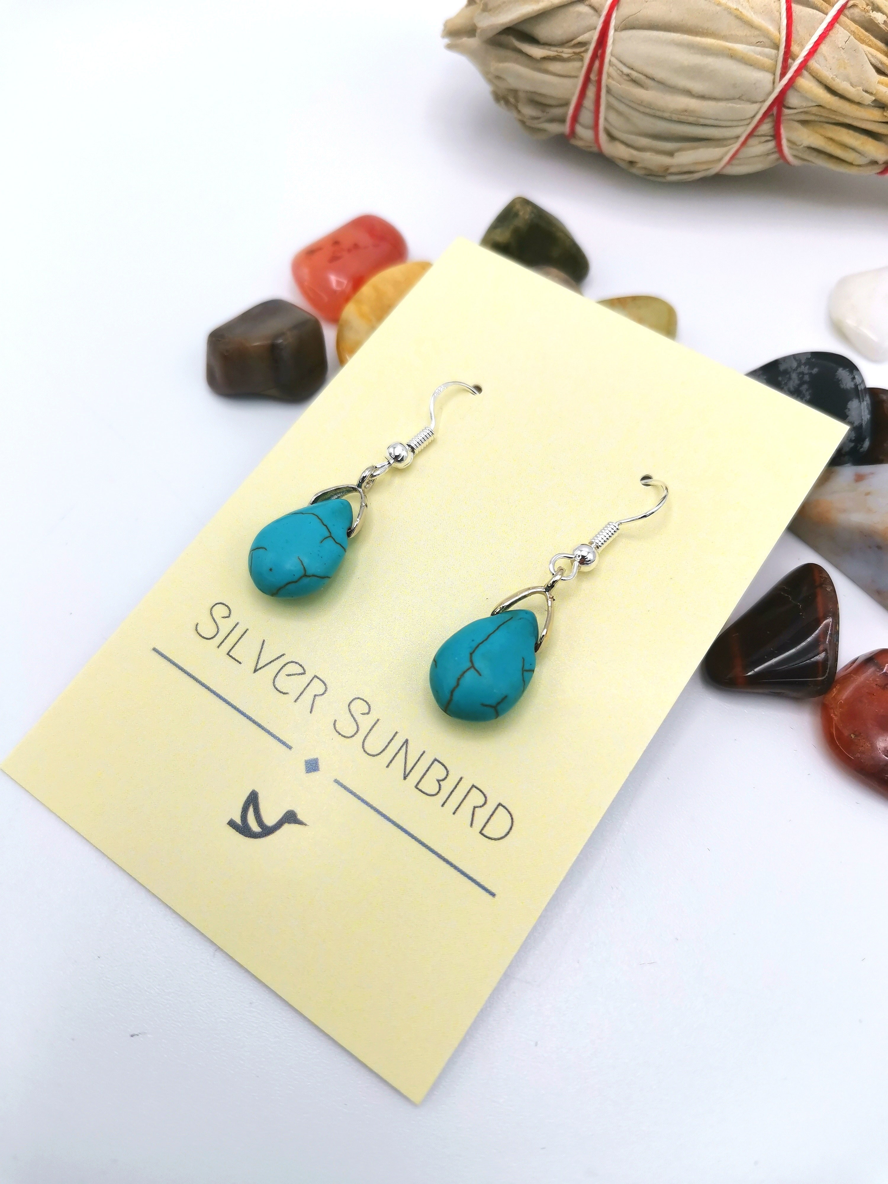 Therapeutic Turquoise Earrings - Silver Sunbird Gemstones