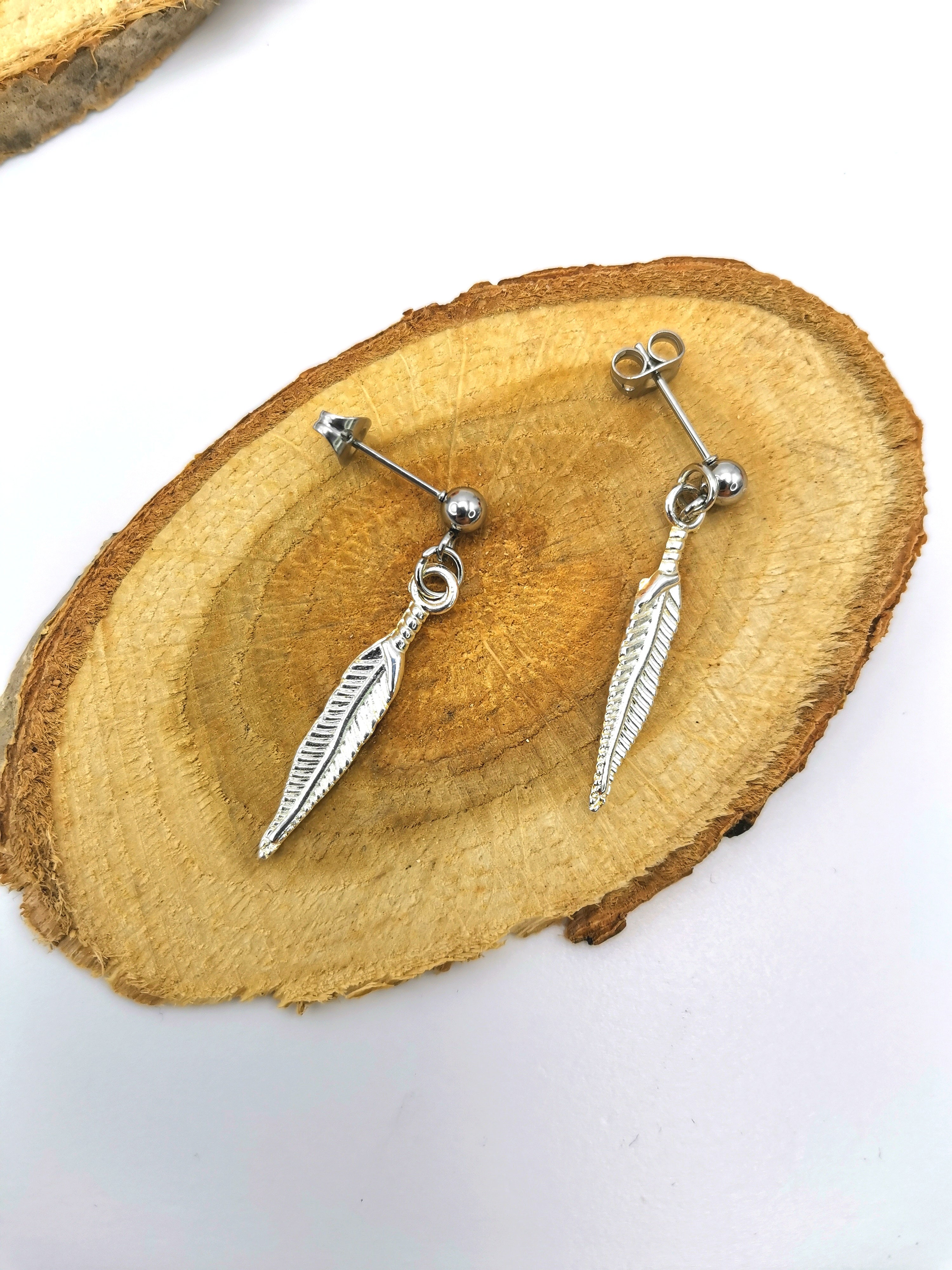 Fabulous Feather Earrings - Silver Sunbird animal earrings