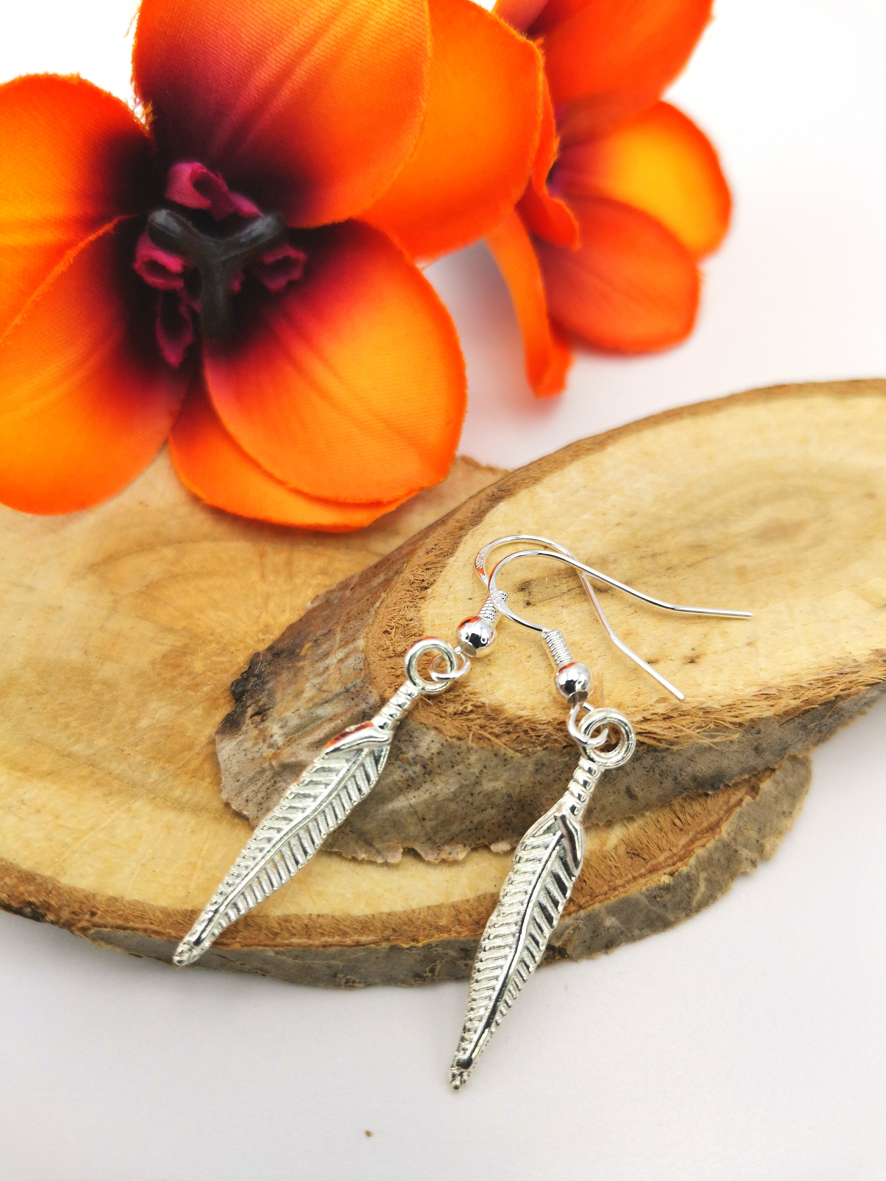 Fabulous Feather Earrings - Silver Sunbird Drop hooks animal earrings