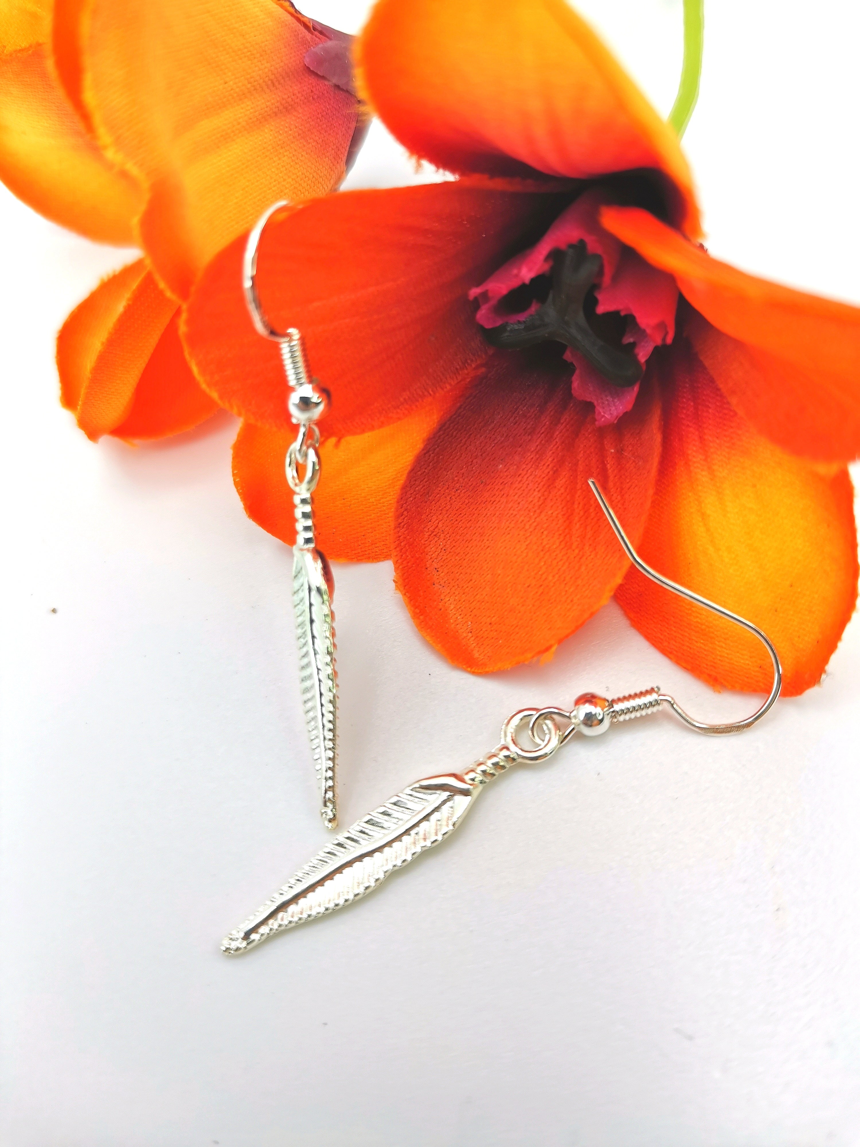 Fabulous Feather Earrings - Silver Sunbird animal earrings