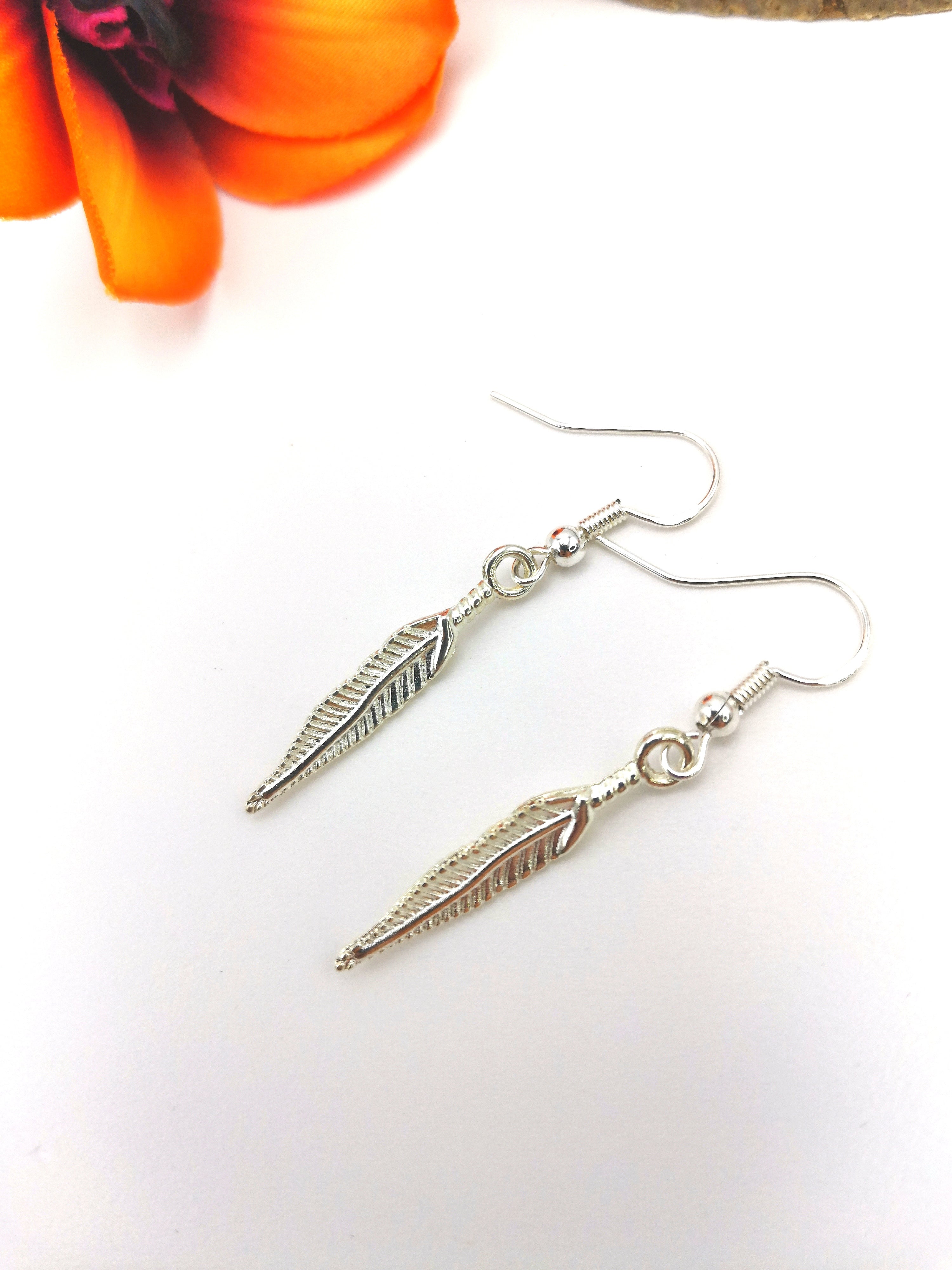 Fabulous Feather Earrings - Silver Sunbird animal earrings