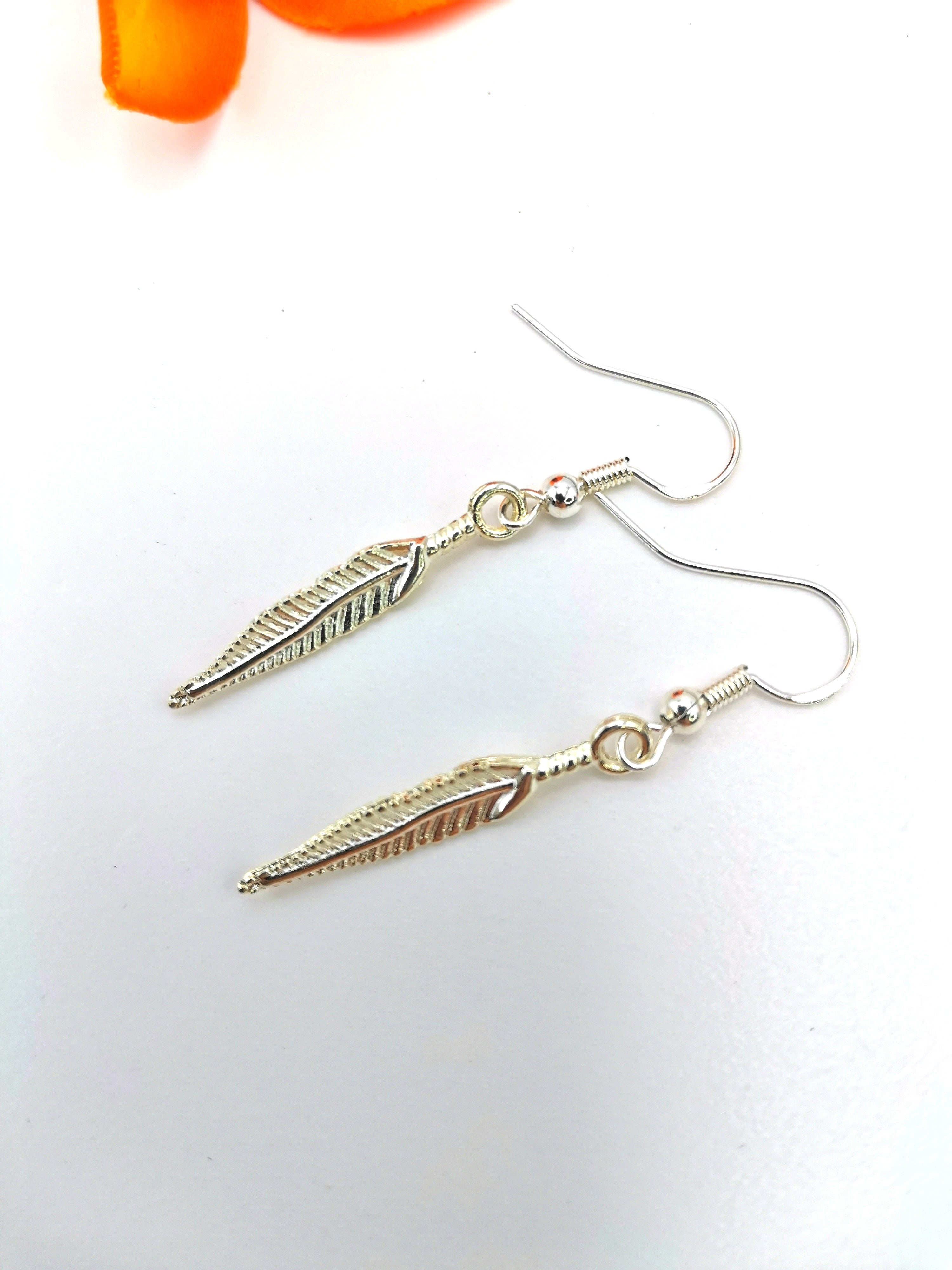 Fabulous Feather Earrings - Silver Sunbird animal earrings