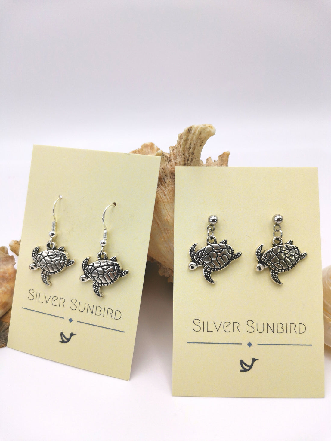 Stylish Sea Turtle Earrings - Silver Sunbird Under the Sea