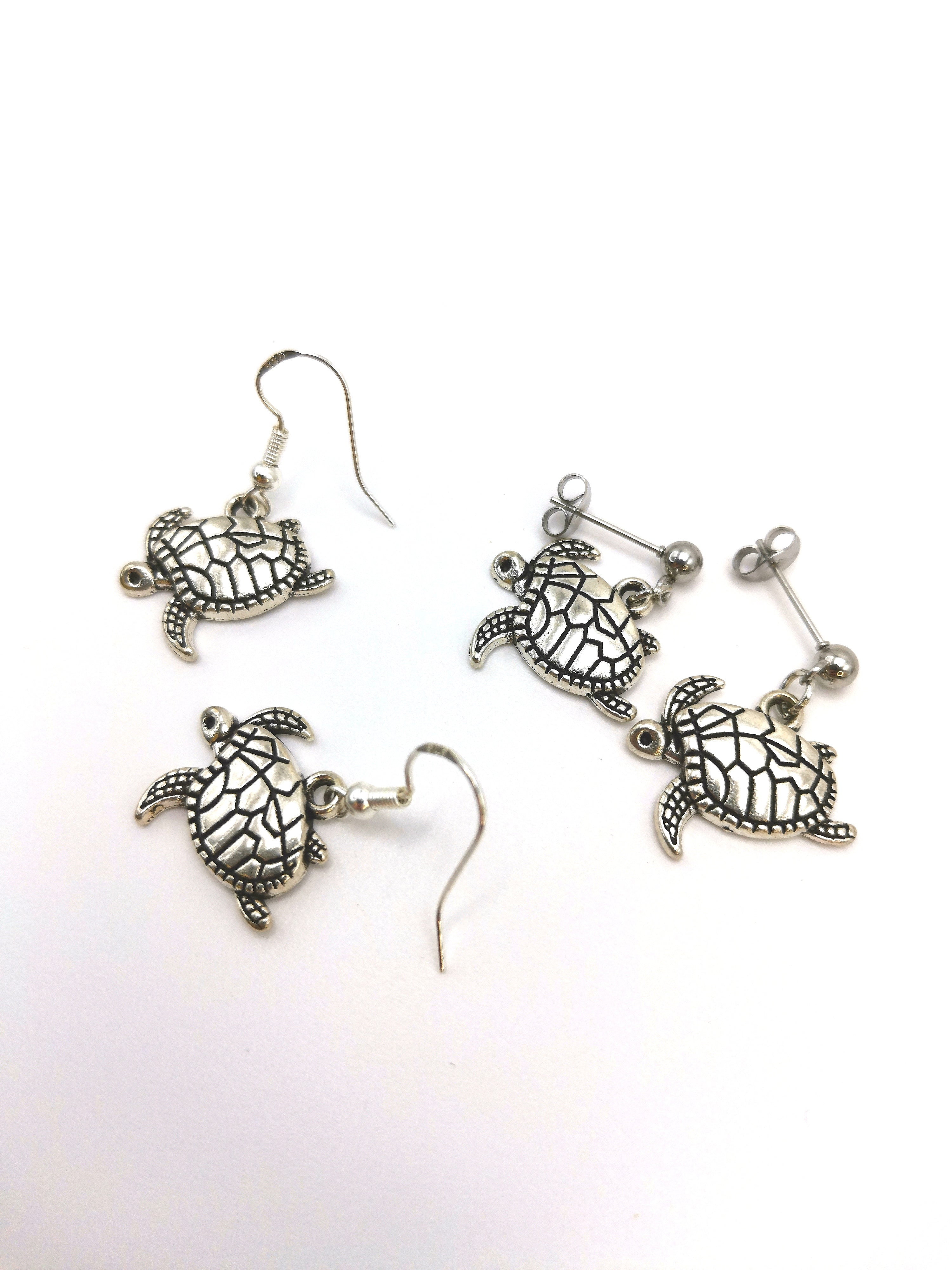 Stylish Sea Turtle Earrings - Silver Sunbird Under the Sea
