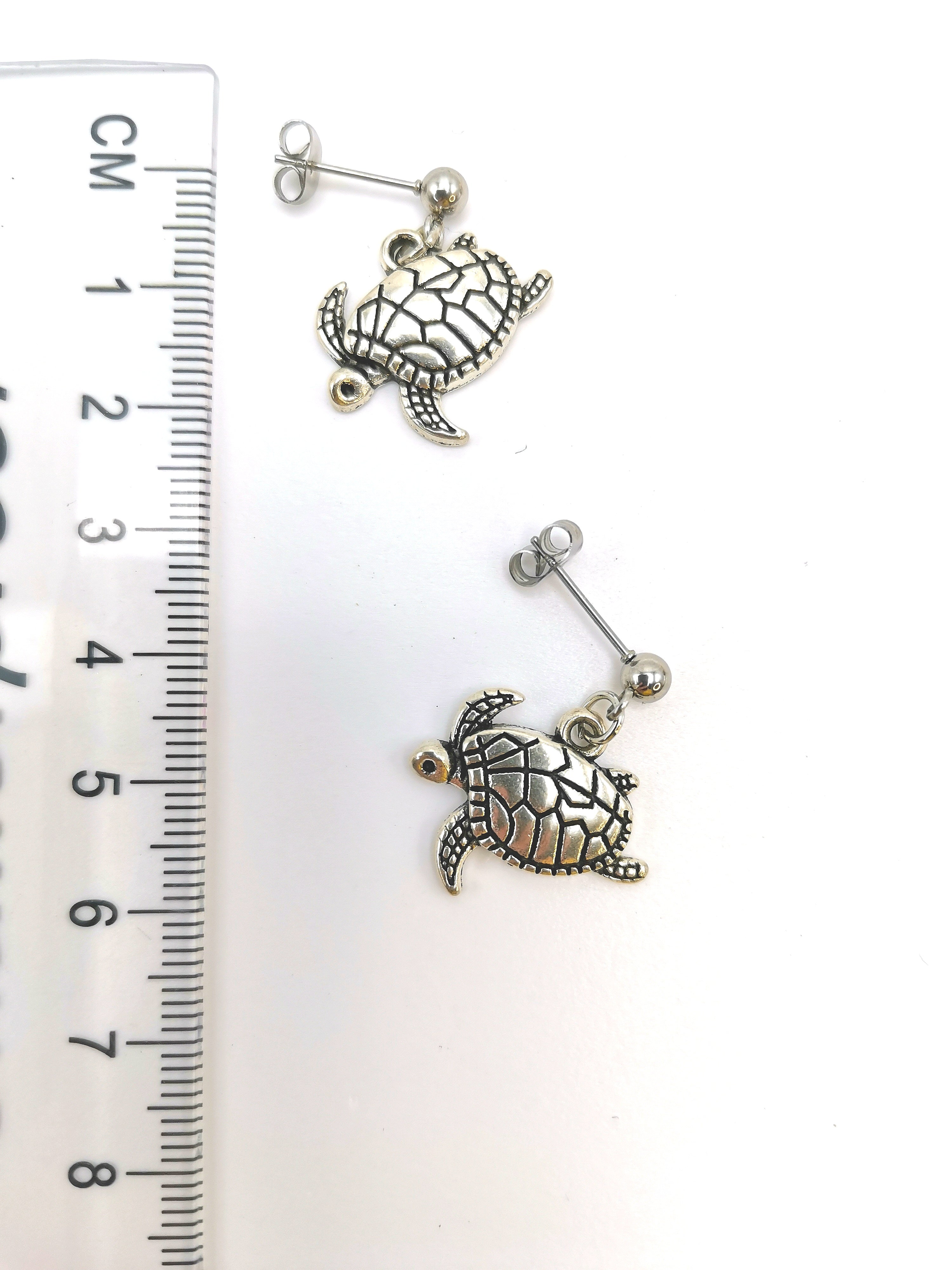 Stylish Sea Turtle Earrings - Silver Sunbird Under the Sea