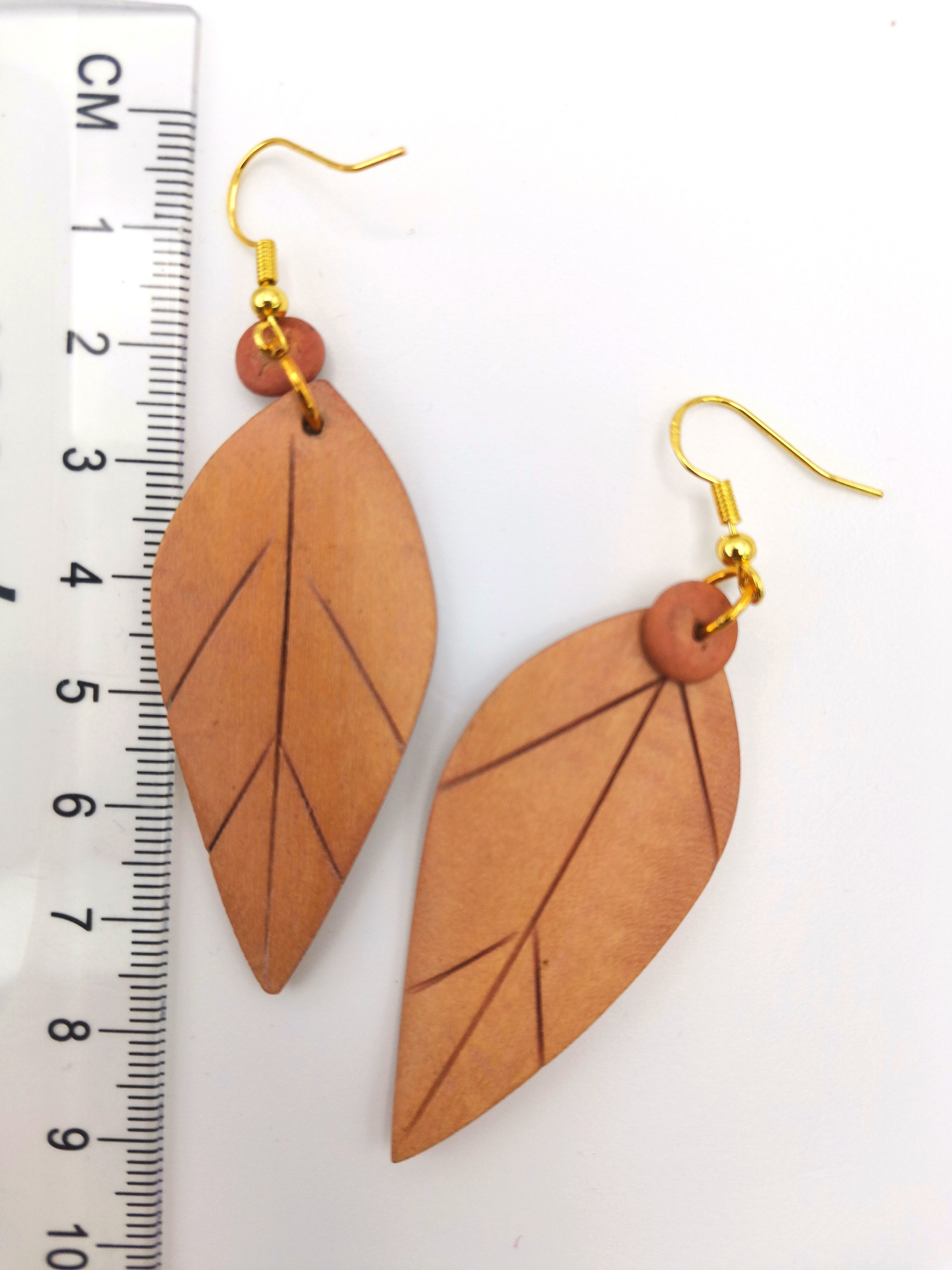 Wonderful Wooden Leaf Earrings - Silver Sunbird Bohemian Earrings