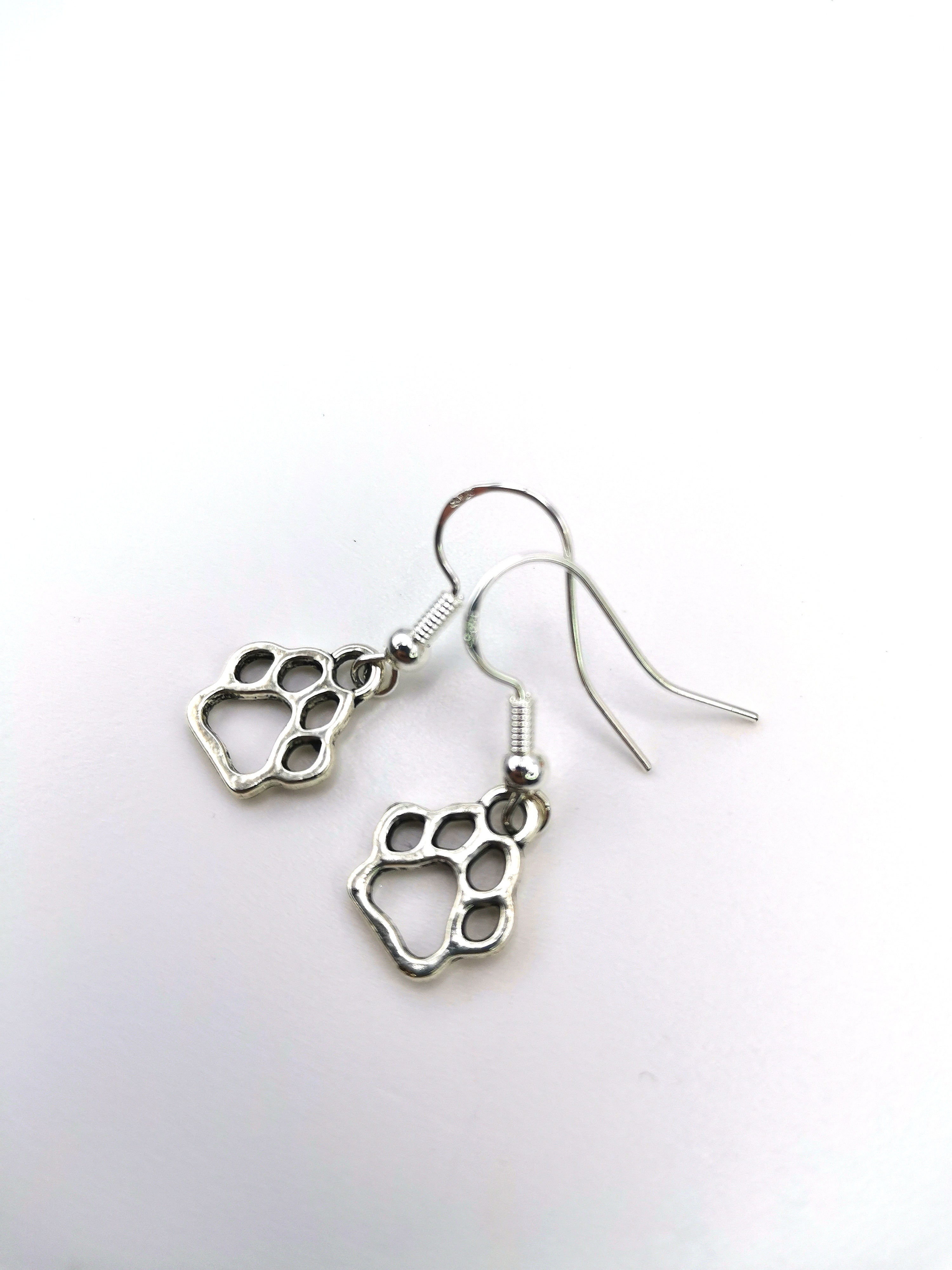 Faithful Friend Paw Print Earrings - Silver Sunbird animal earrings