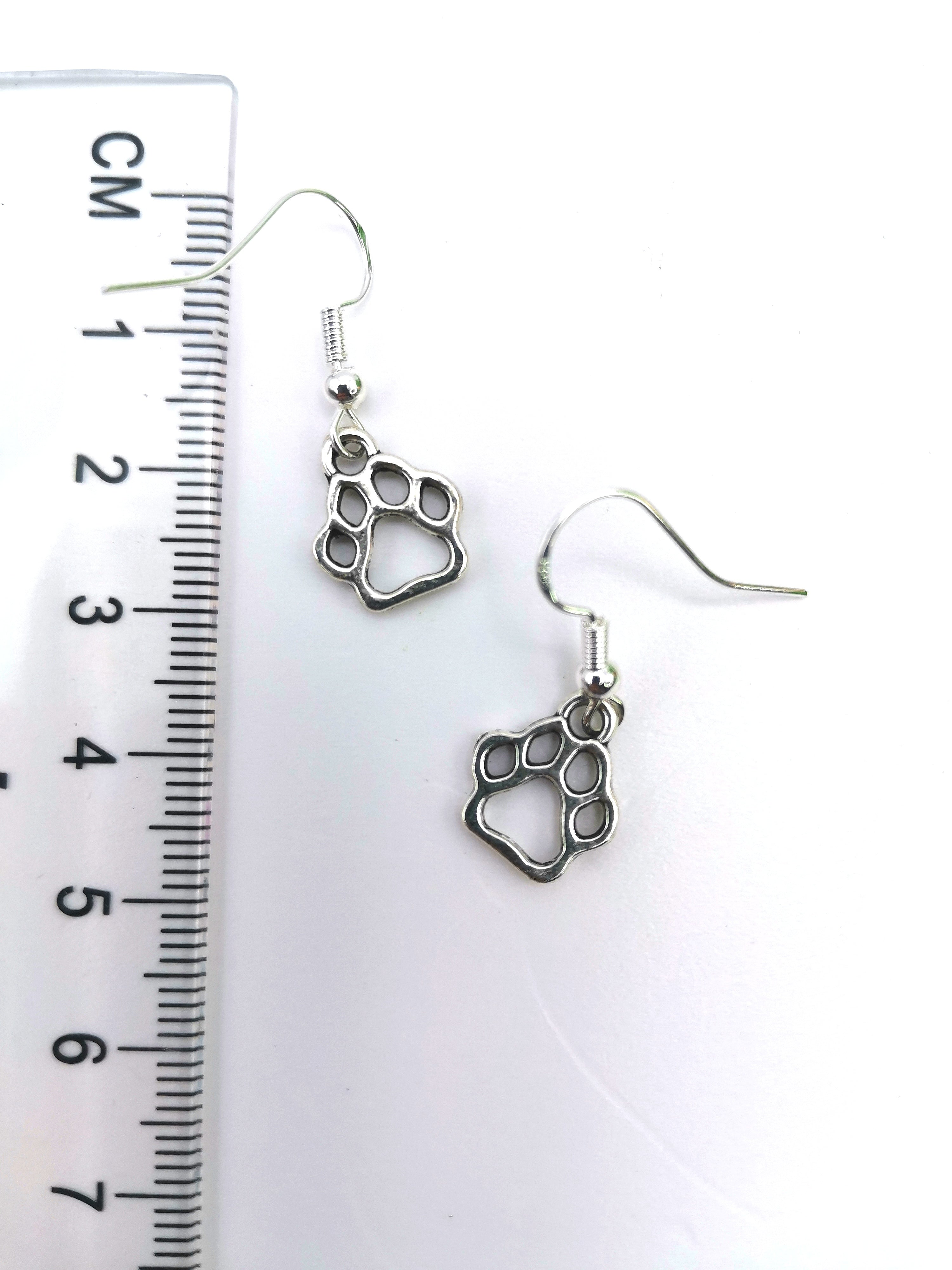 Faithful Friend Paw Print Earrings - Silver Sunbird animal earrings