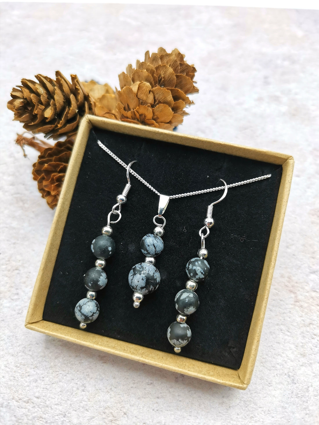 Snowflake Obsidian Gemstone Gift Set - Silver Sunbird Gift Sets