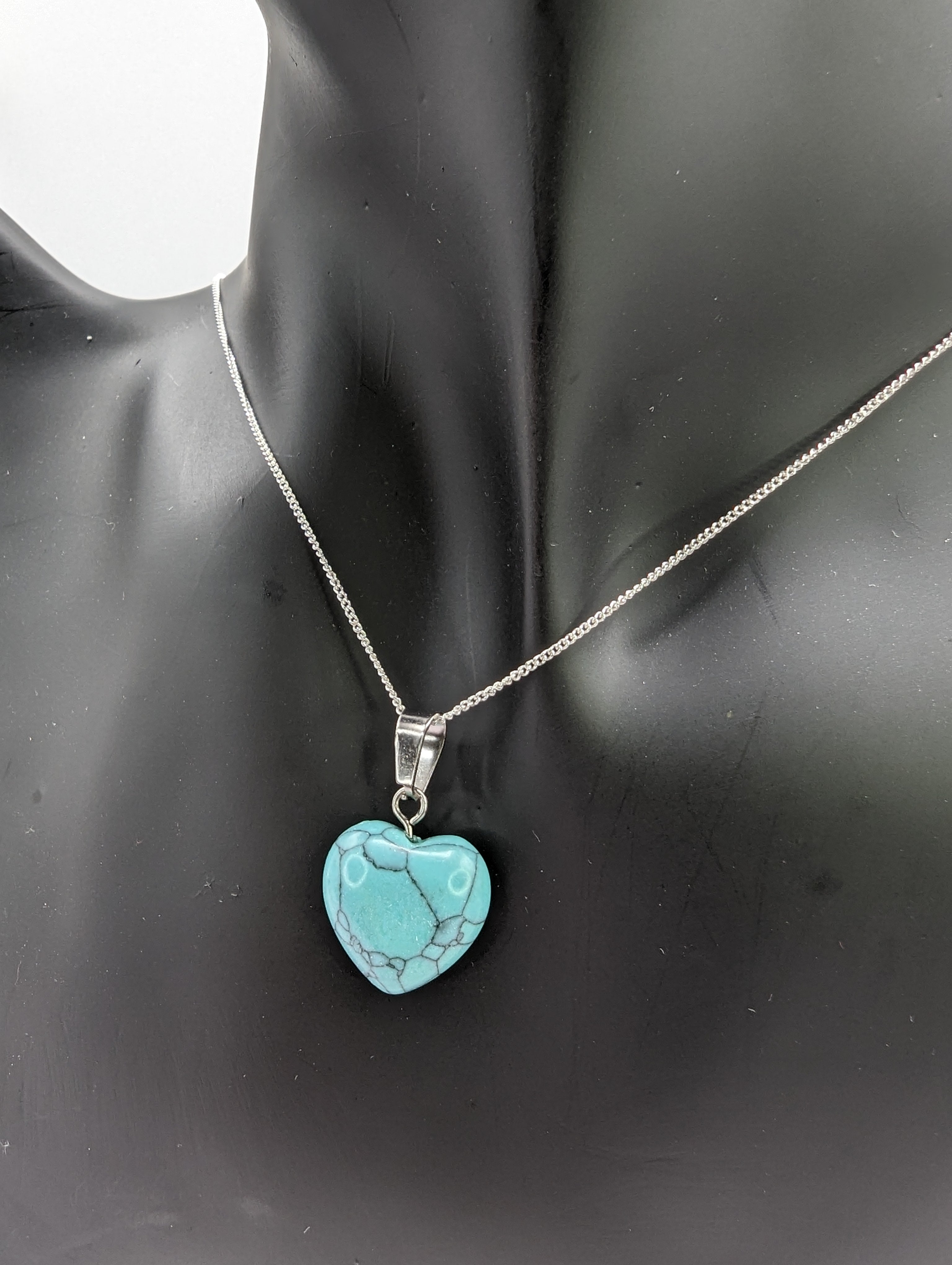 Turquoise Heart Necklace - Silver Sunbird Bohemian