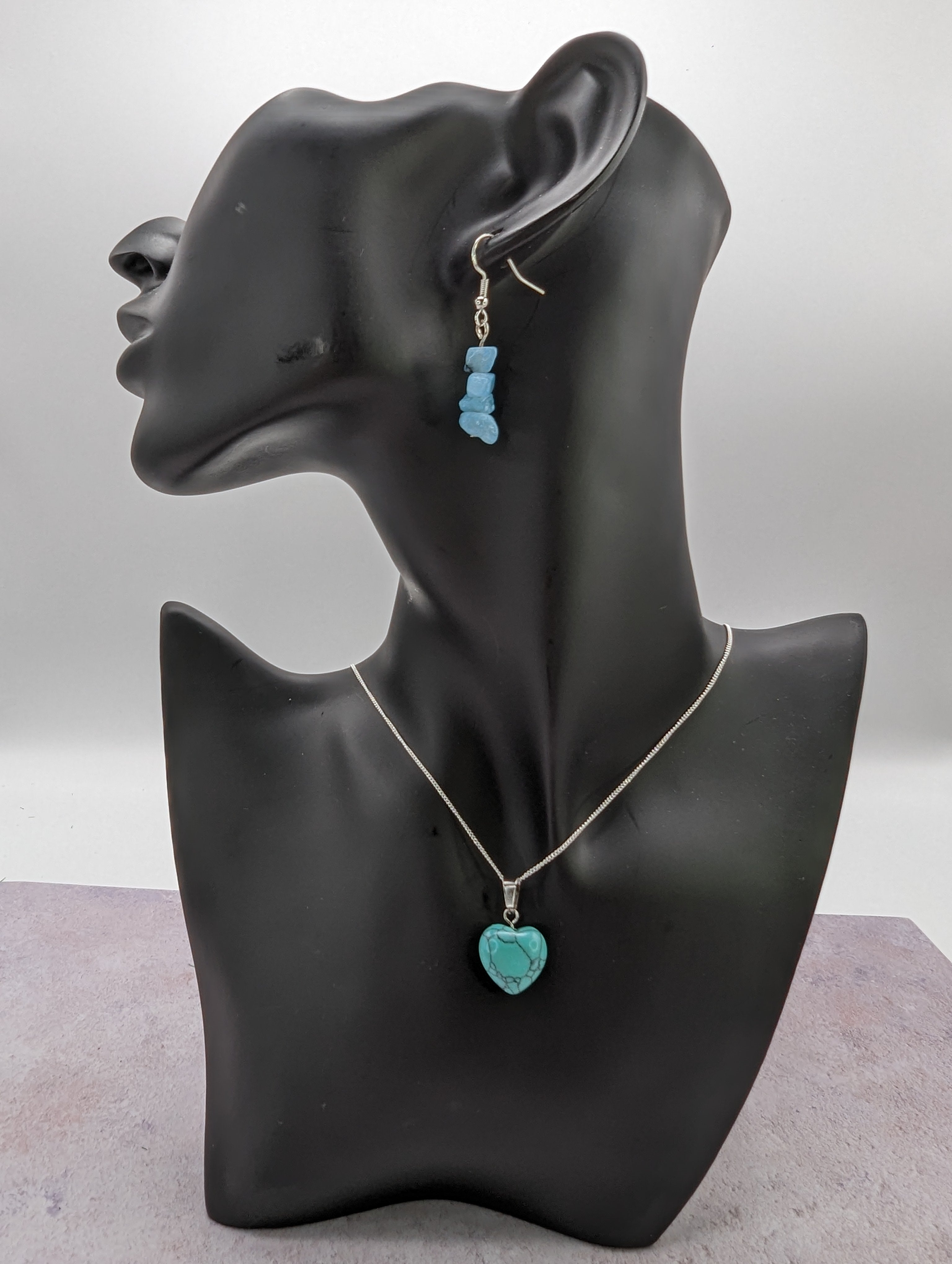 Turquoise Heart Necklace - Silver Sunbird Bohemian