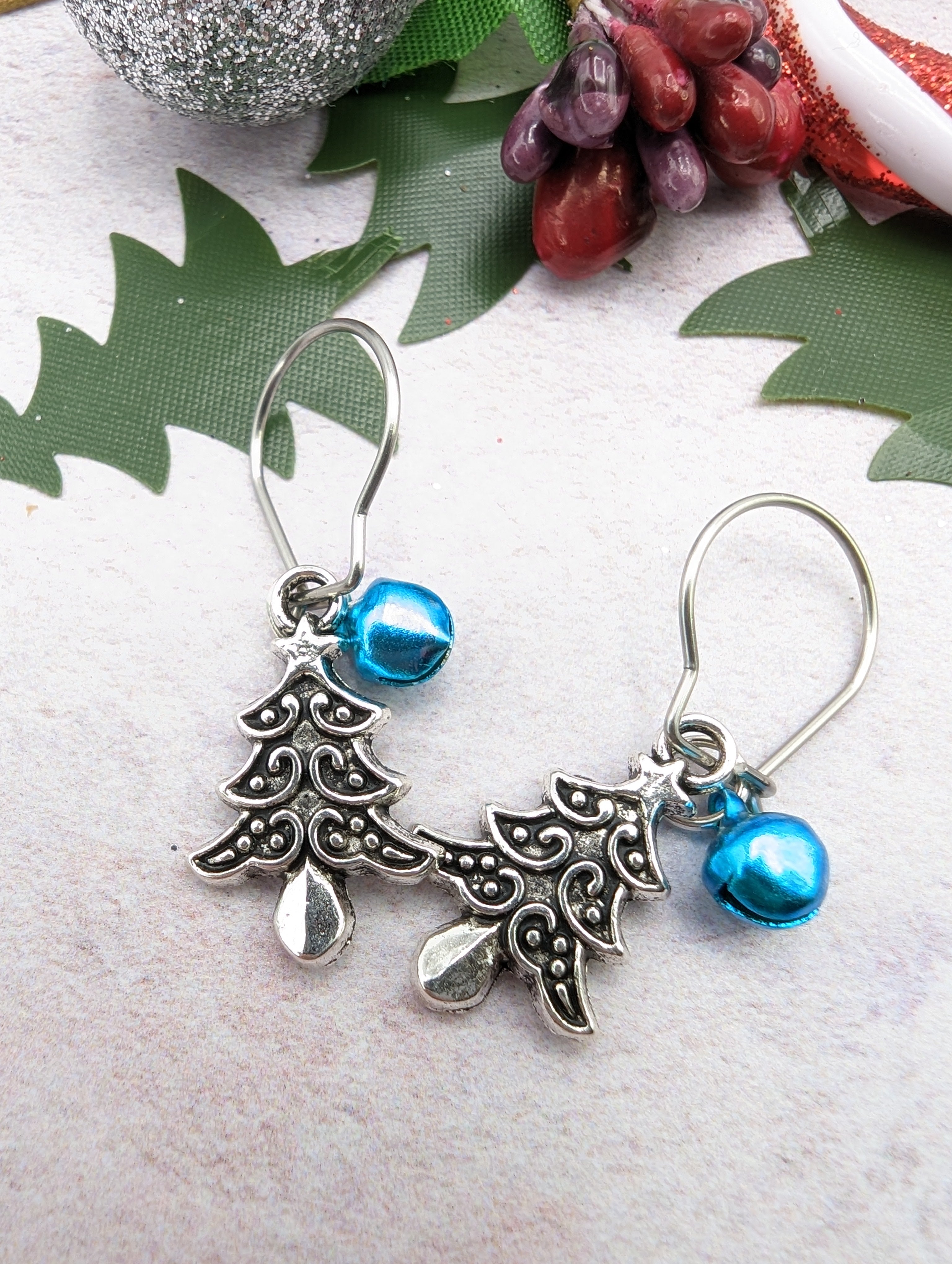 Oh Christmas Tree Earrings - Silver Sunbird Christmas Earrings