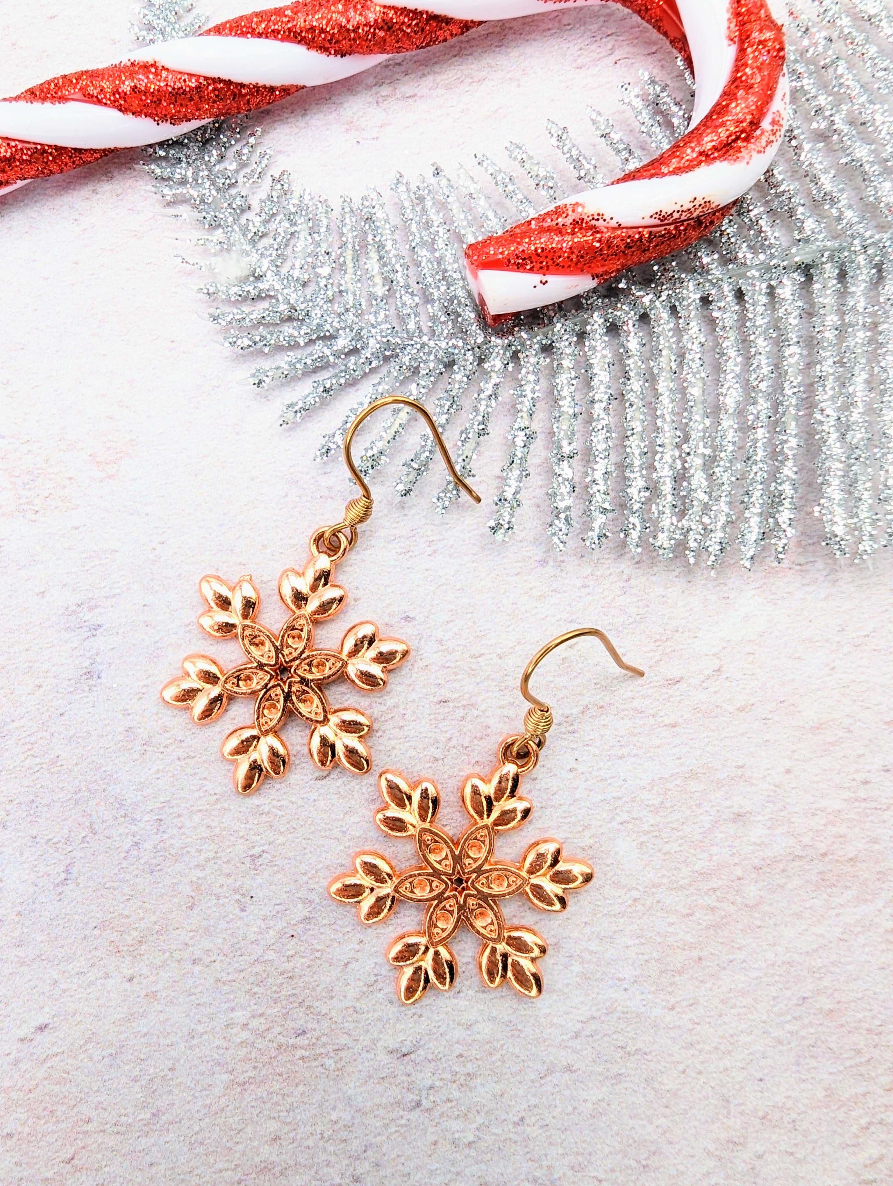 Sparkly Snowflake Earrings - Silver Sunbird Christmas Earrings