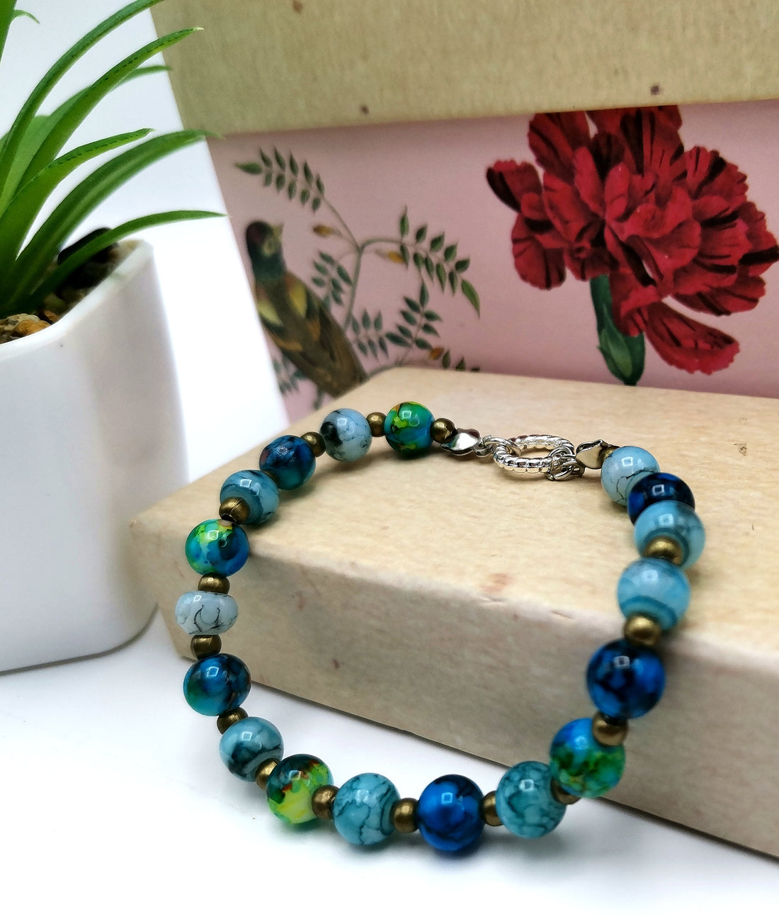 Marvellous Marble Effect Bracelet - Silver Sunbird Blue Bracelets