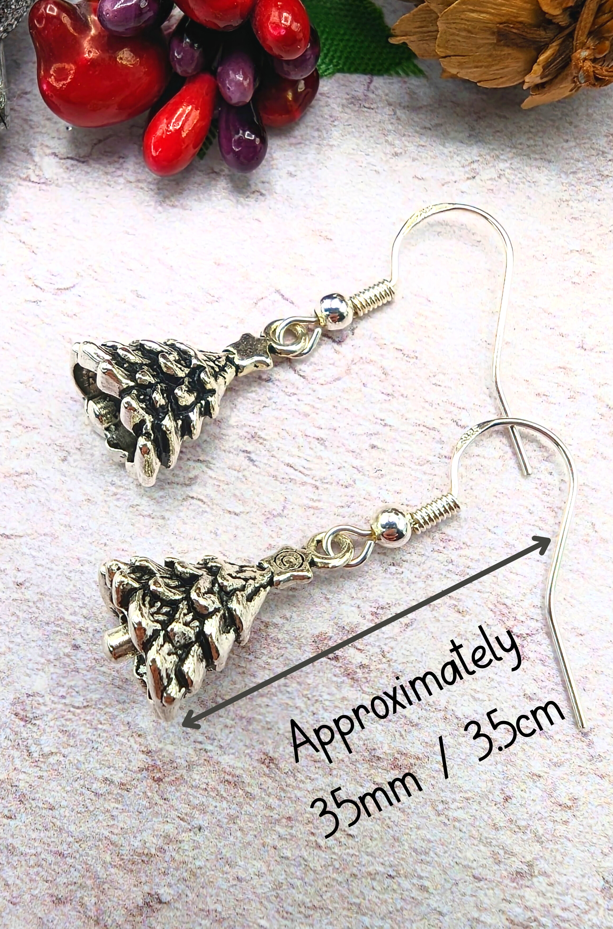 3D Christmas Tree Earrings - Silver Sunbird Christmas Earrings