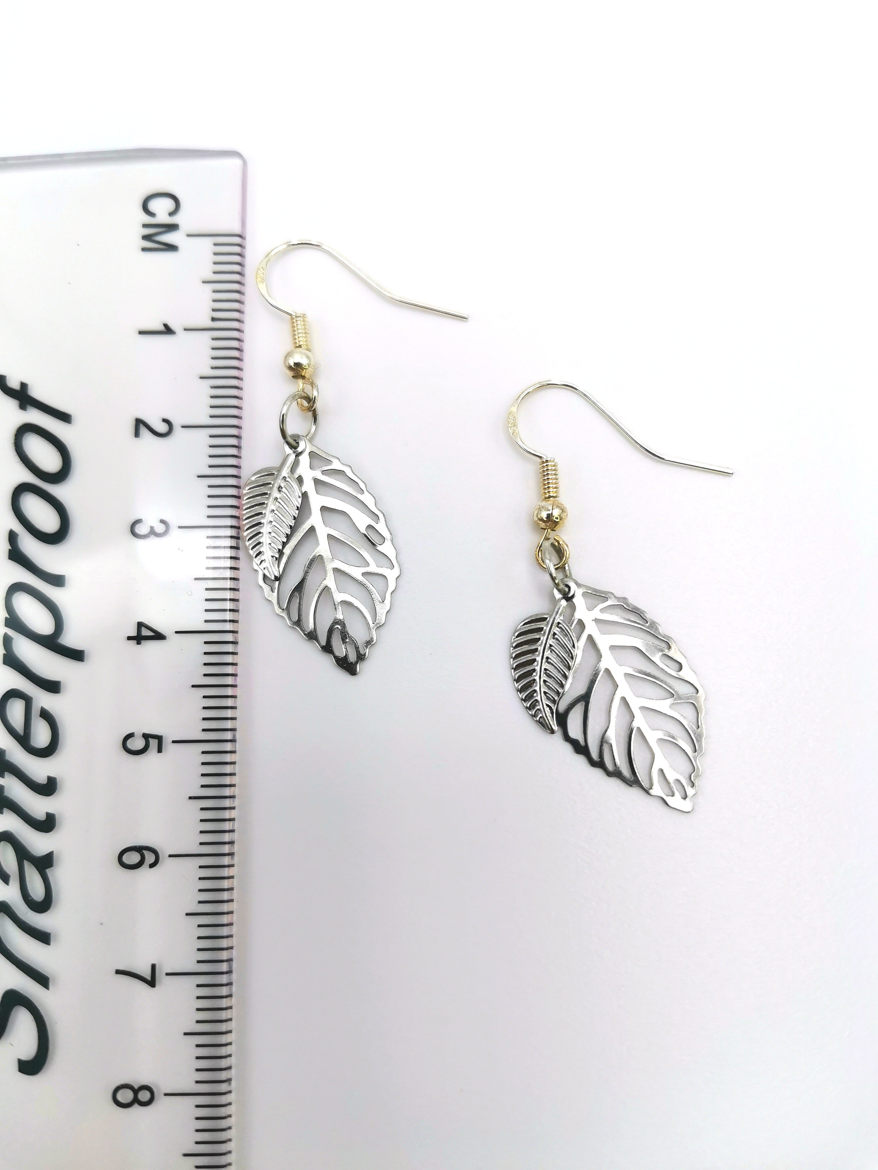 Two Leafy Earrings - Silver Sunbird Bohemian Earrings