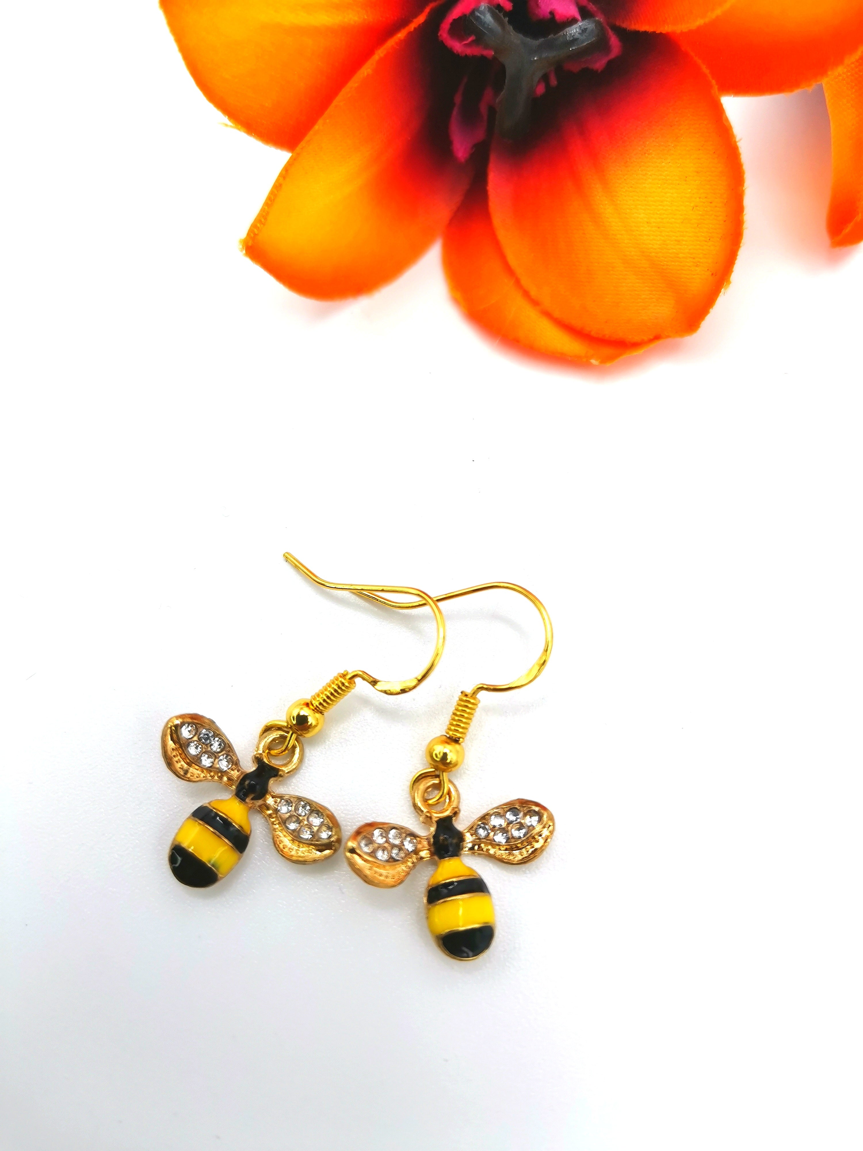 Bee Happy Bee Earrings - Silver Sunbird animal earrings