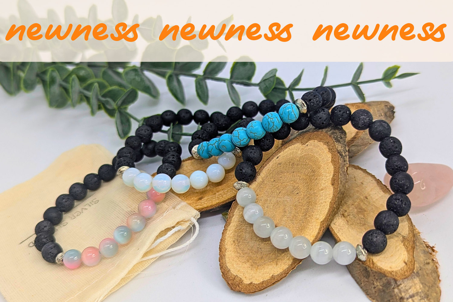 Handmade crystal jewellery lava stone bracelets with opal and turquoise beads – unique gifts for her made in the UK.