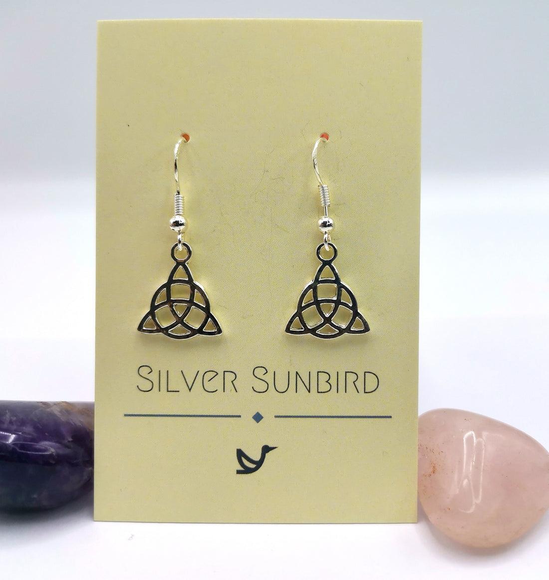 Folky Triquetra Earrings - Silver Sunbird Bohemian Earrings