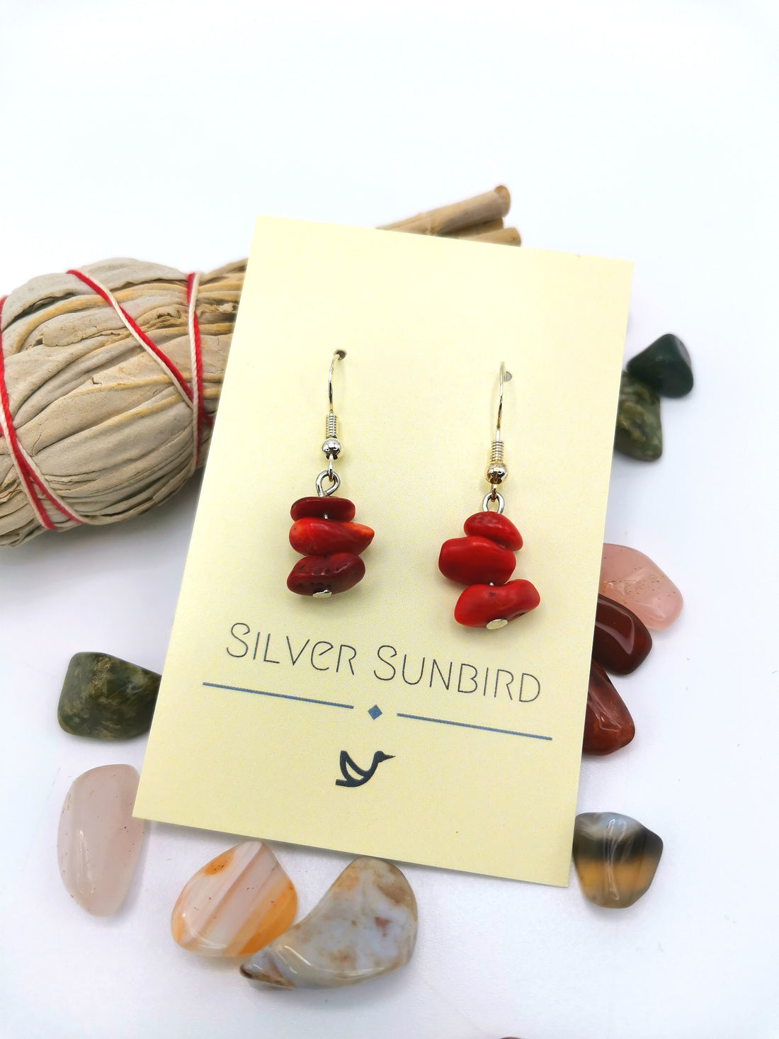 Regenerating Red Earrings - Silver Sunbird Gemstones