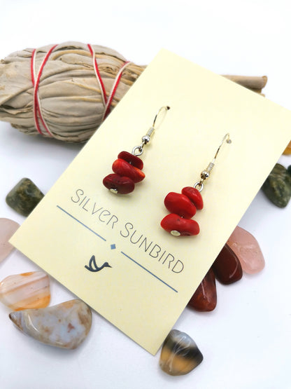 Regenerating Red Earrings - Silver Sunbird Gemstones