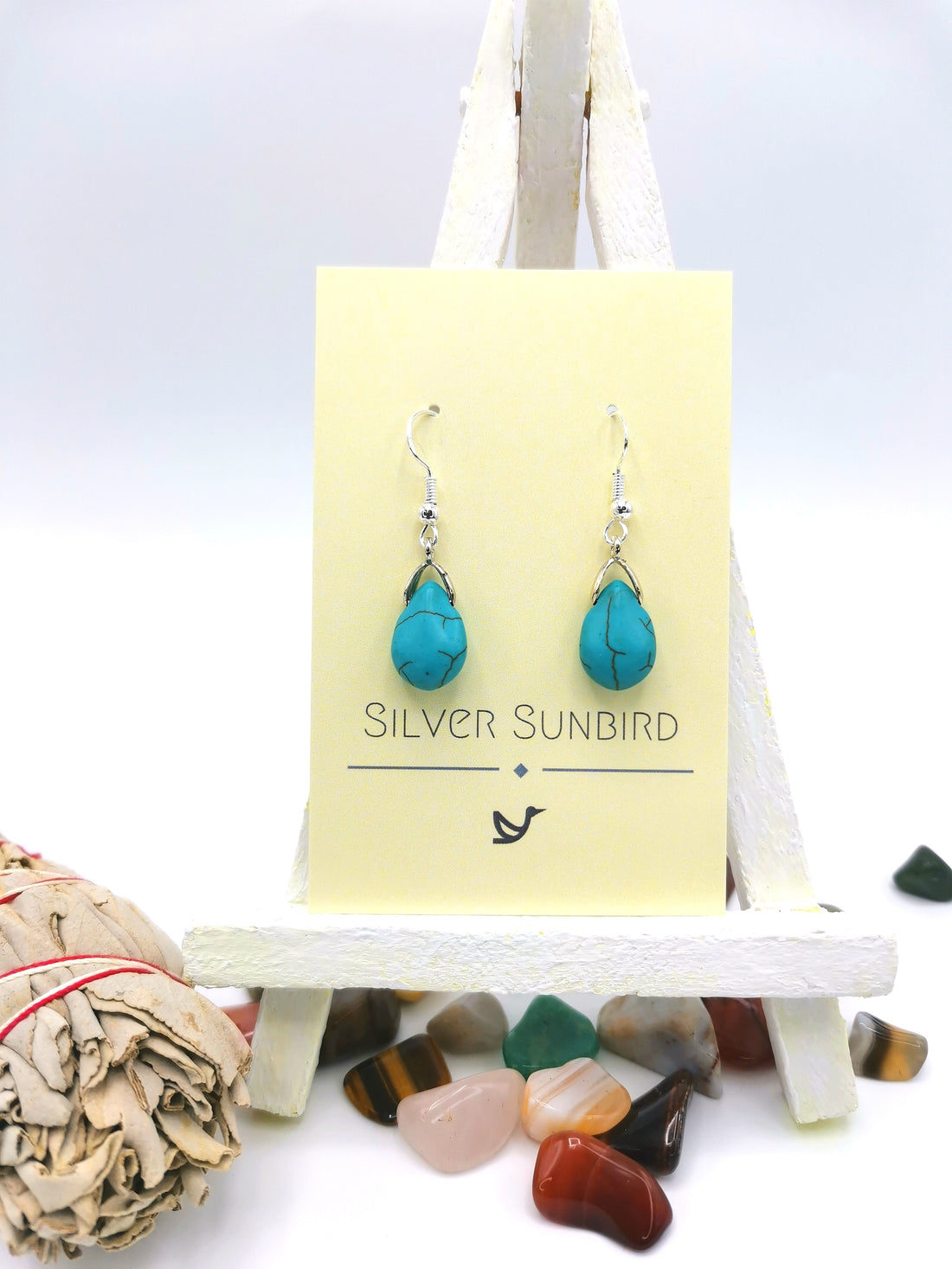 Therapeutic Turquoise Earrings - Silver Sunbird Gemstones