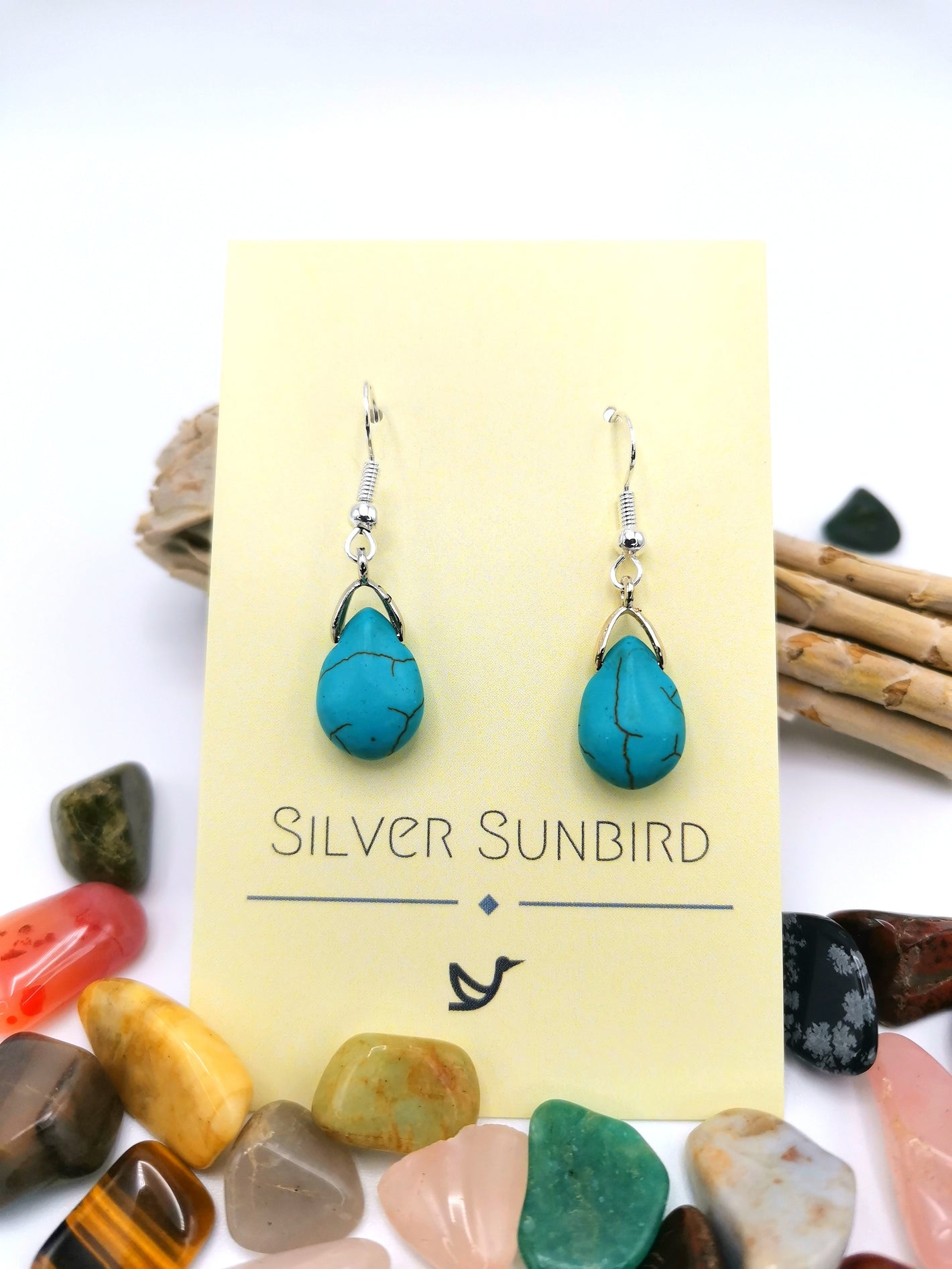 Therapeutic Turquoise Earrings - Silver Sunbird Gemstones