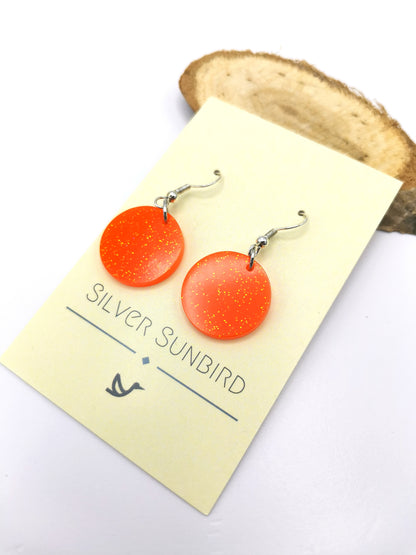 Orange Vibes Earrings - Silver Sunbird Circle Funky Earrings