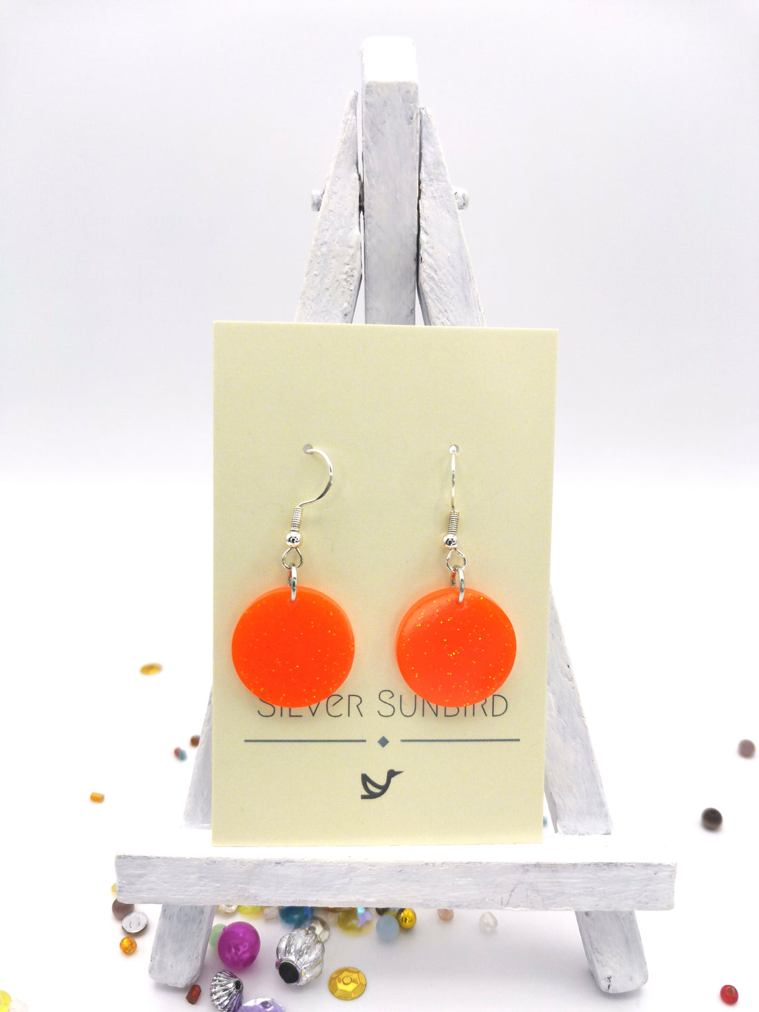 Orange Vibes Earrings - Silver Sunbird Funky Earrings