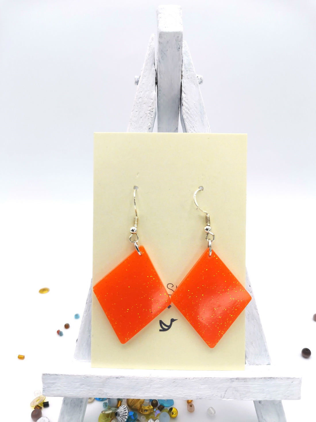 Orange Vibes Earrings - Silver Sunbird Funky Earrings