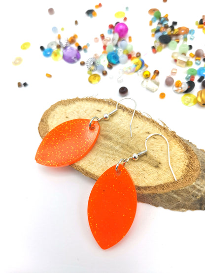 Orange Vibes Earrings - Silver Sunbird Eye Funky Earrings