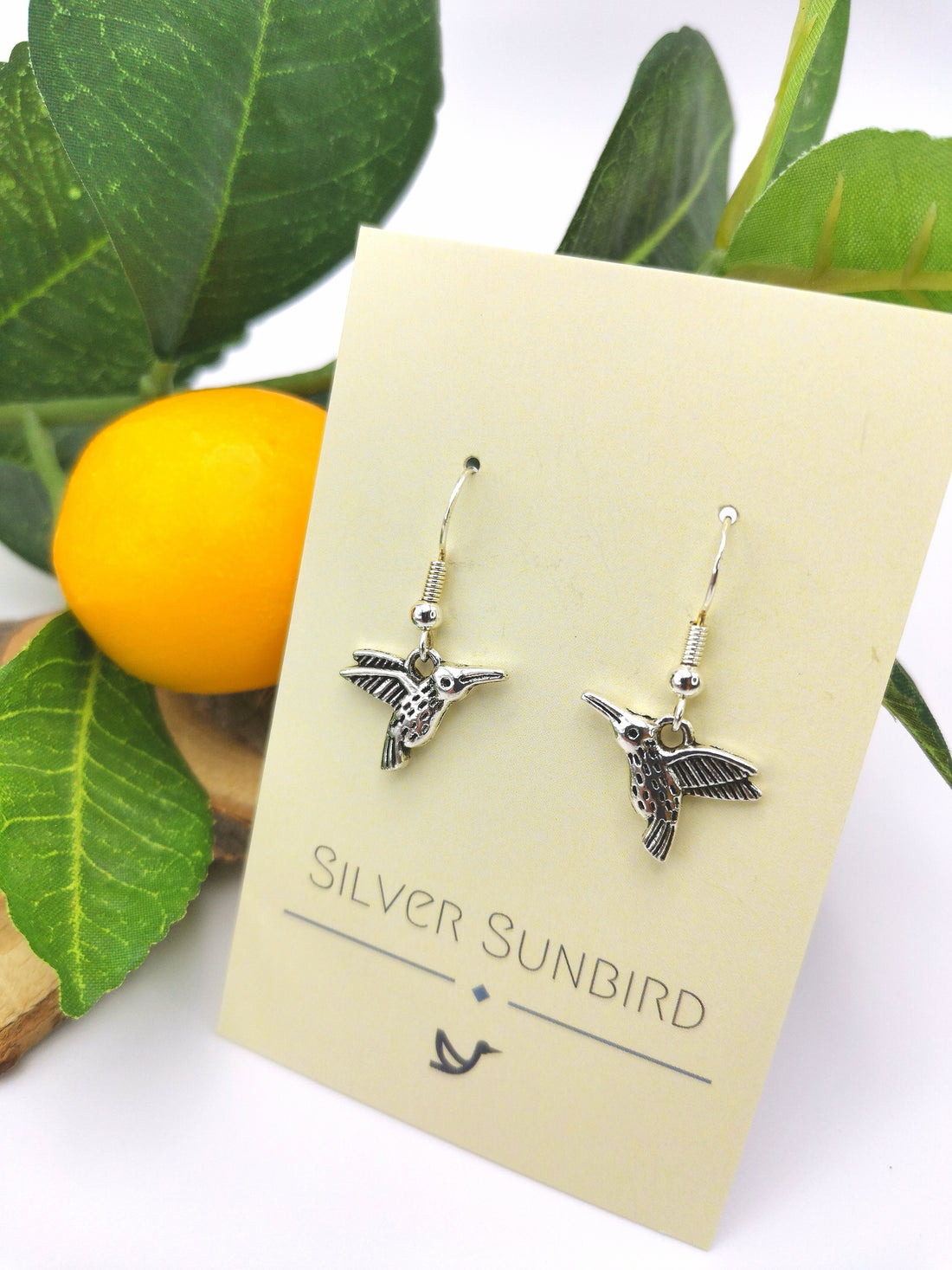 Heartfelt Hummingbird Earrings - Silver Sunbird animal earrings