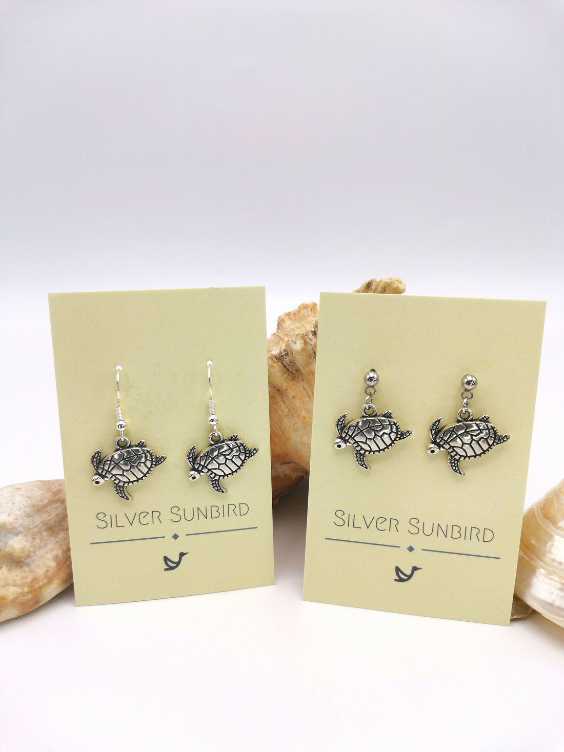 Stylish Sea Turtle Earrings - Silver Sunbird Under the Sea