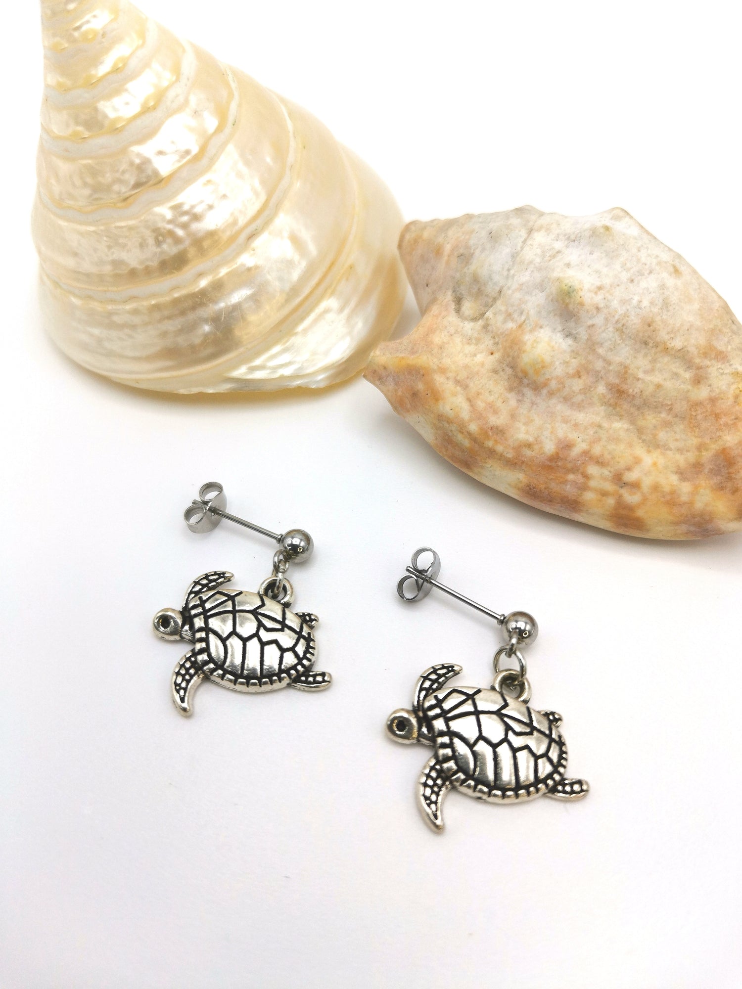 Stylish Sea Turtle Earrings - Silver Sunbird Stud Under the Sea