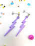 Electrifying Lightning Bolt Earrings The Pastel Range - Silver Sunbird Lavender Funky Earrings